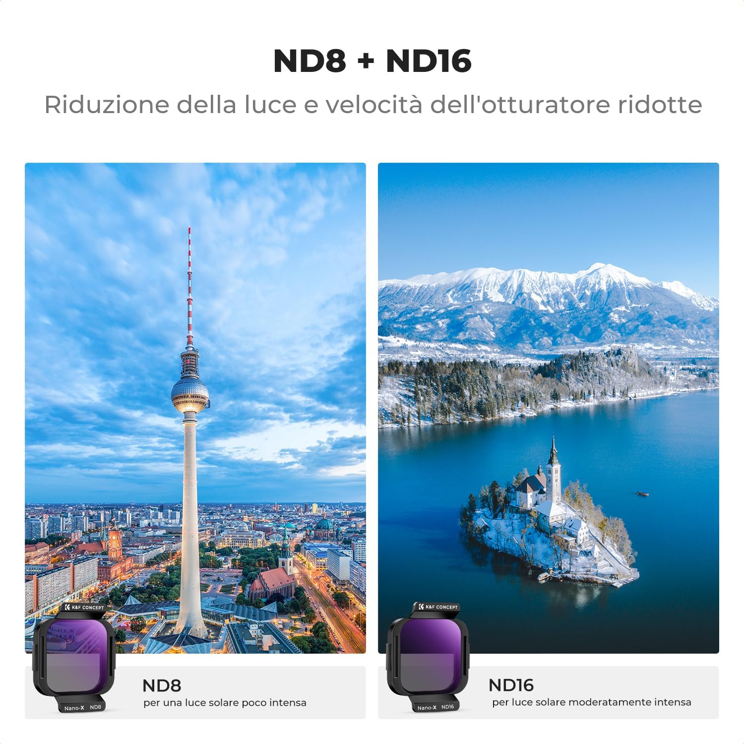 Thumbnail 2 de K&F CONCEPT 3 Pezzi Set Filtri CPL ND per DJI Flip | CPL, ND8, ND16 in Vetro HD e Telaio in Alluminio