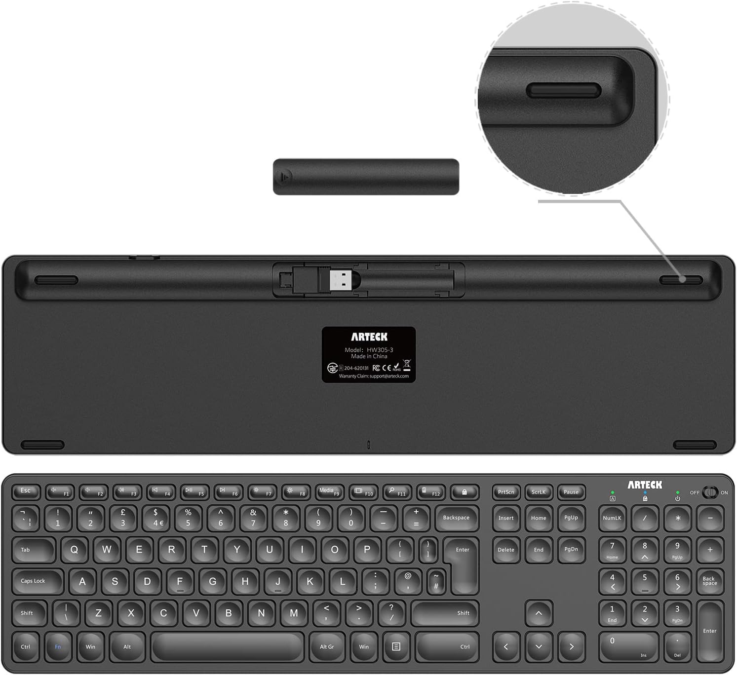 Thumbnail 1 de Arteck 2.4G Wireless Keyboard and Mouse Combo (Ultra Slim Full Size Keyboard + Ergonomic MW167 Mouse) with USB-C charging