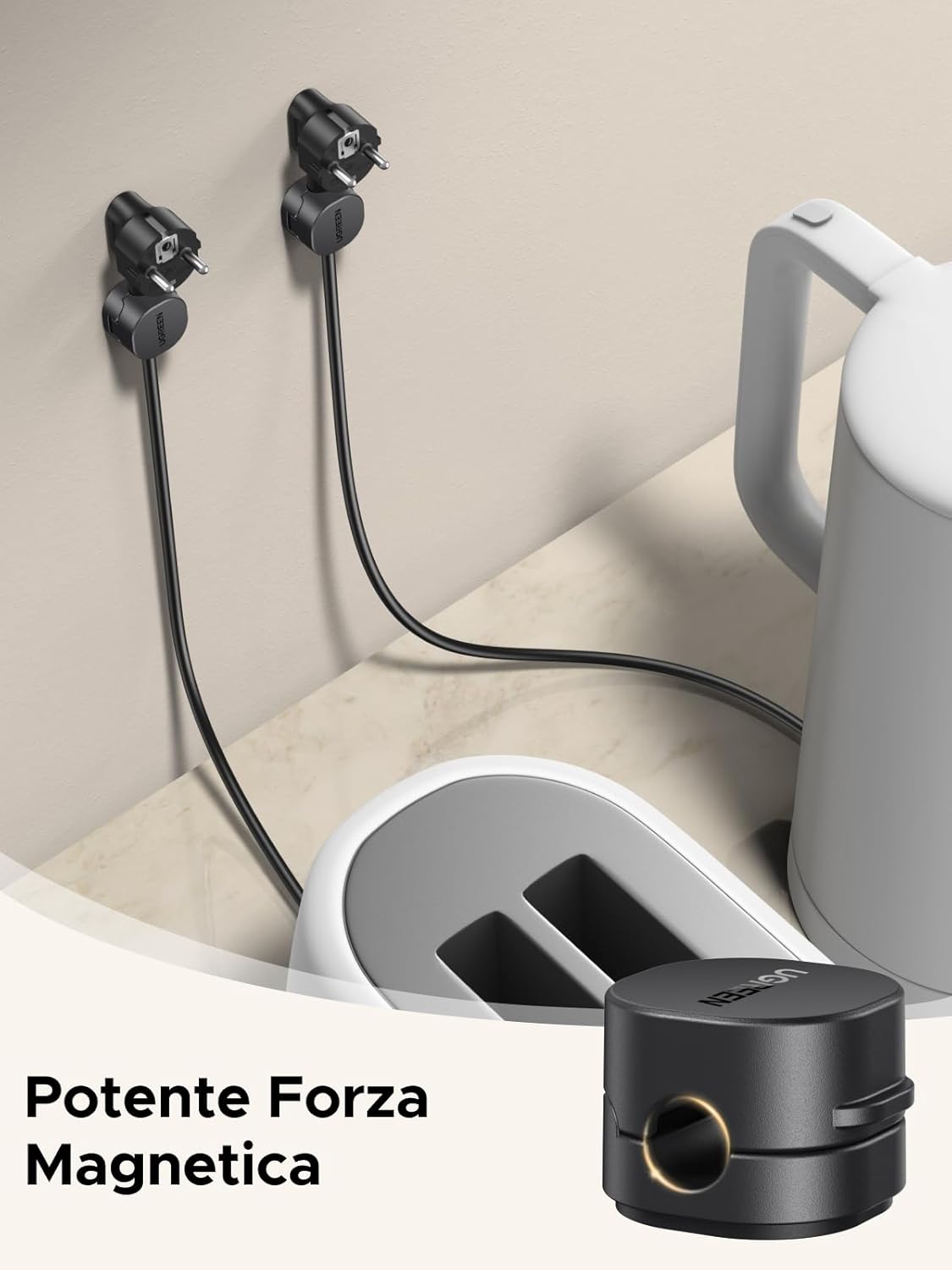 Thumbnail 3 de UGREEN Set da 6 clip per cavi magnetiche con rotazione 91° e adesivo senza residui (7,5 mm) – Nero