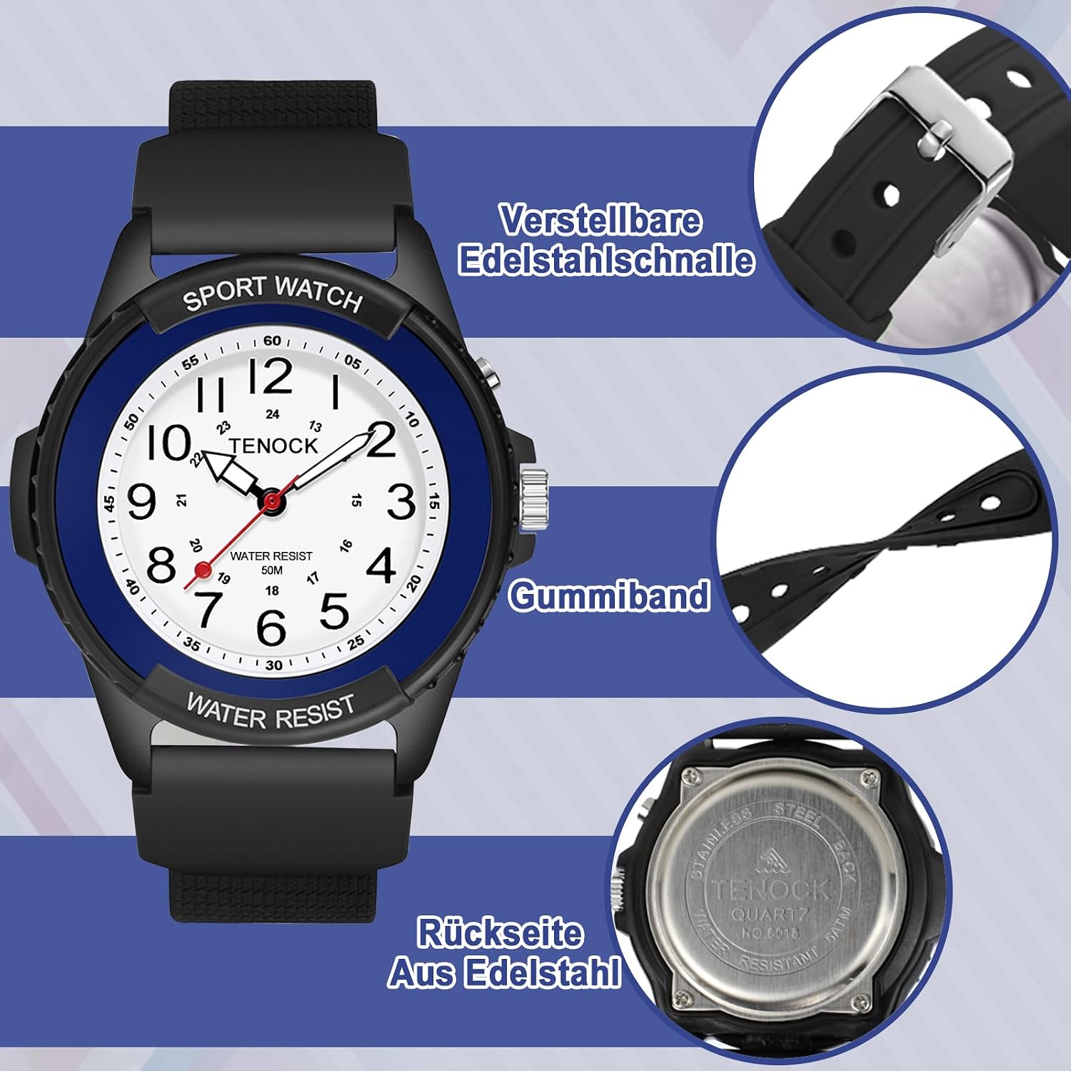 Thumbnail 6 de TENOCK Damen-Sportuhr Analog Quartz – 50 m wasserdicht, Nachtlicht, mehrfarbiges Design