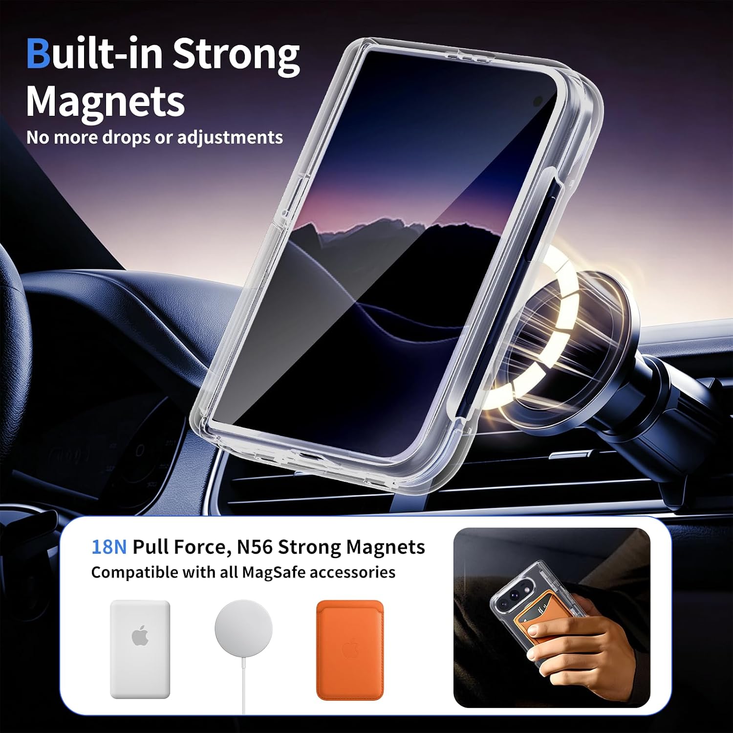 Detalle 2 de H HUALELE Magnetic iPhone Duo Case with Kickstand, Hinge and Screen Protection