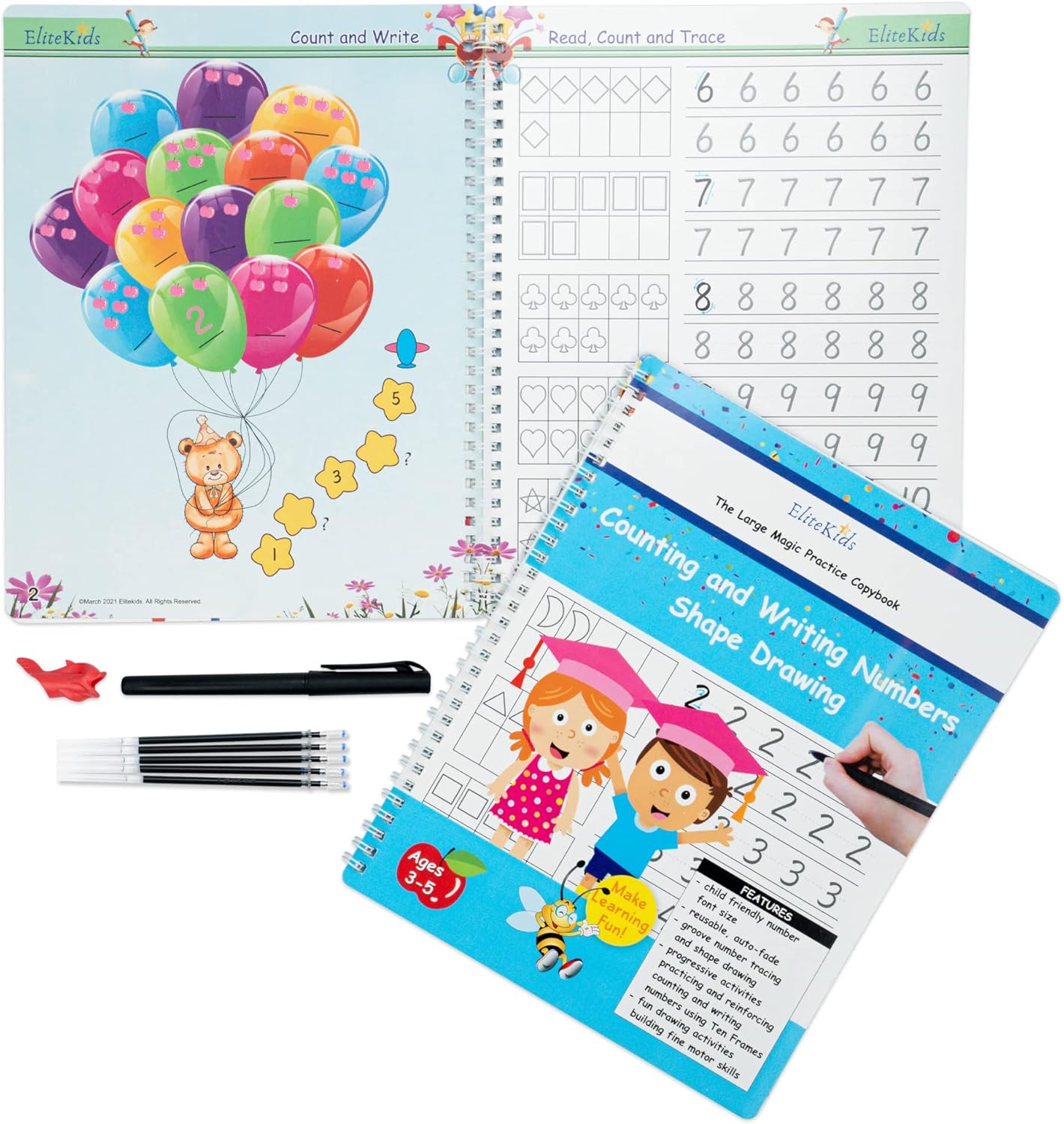Detalle de Reusable Handwriting Practice Workbook Set for Kids – Grooved Writing & Tracing (6 Books)