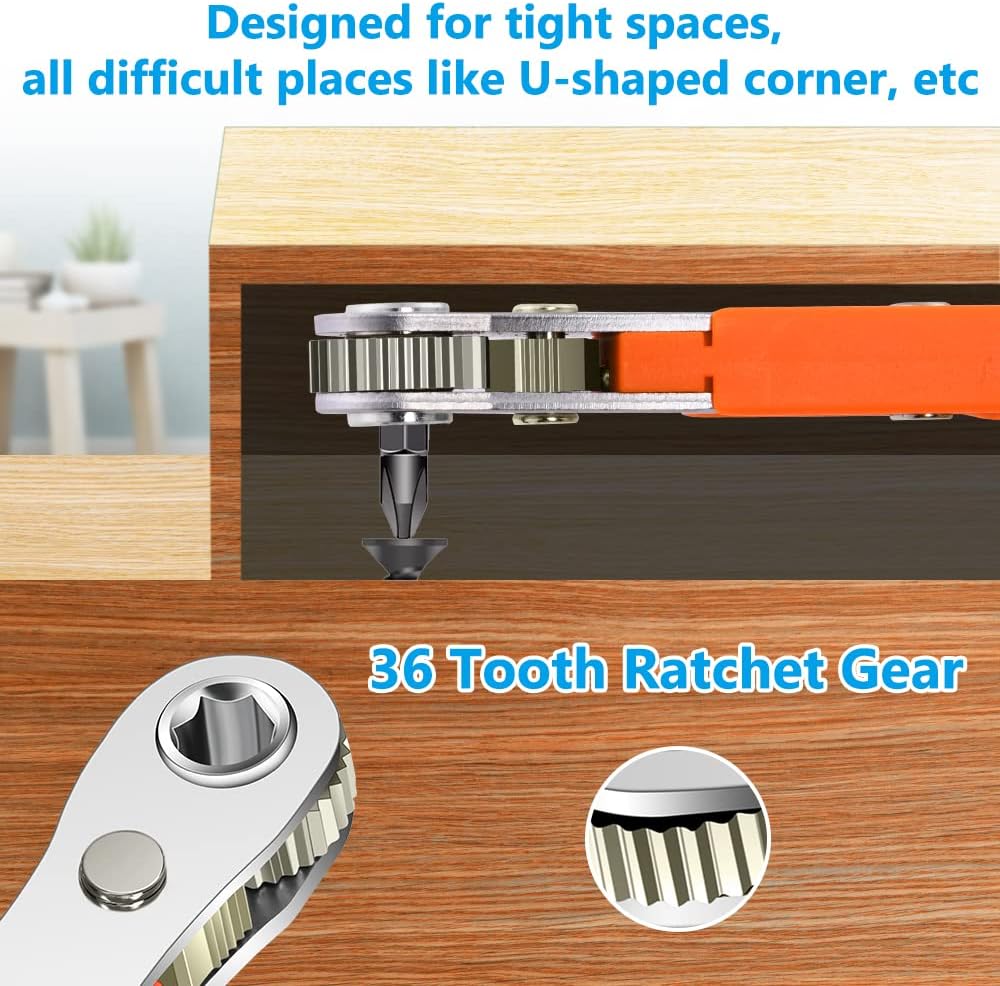 Thumbnail 3 de OSDUE Mini chiave a cricchetto magnetico 1/4" con punte PH/PZ/T e design ad angolo retto