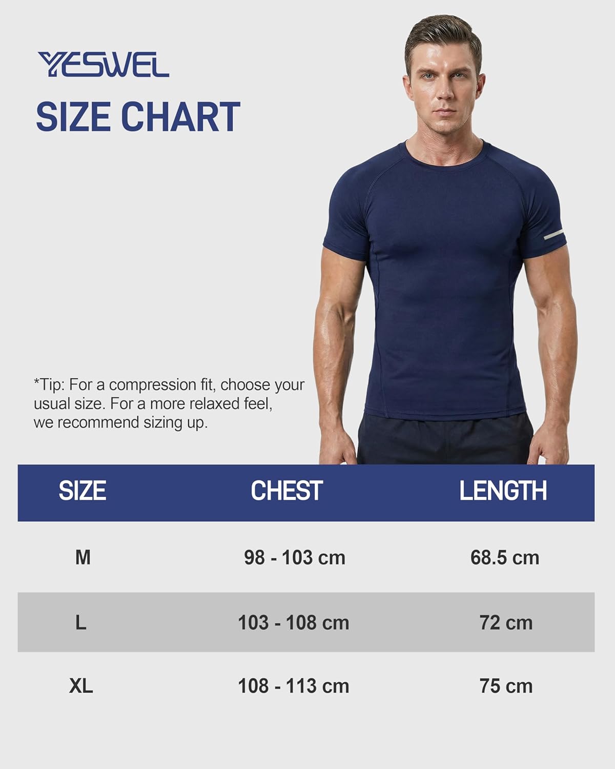 Thumbnail 5 de YESWEL 3 Pack Men's Compression Gym T-Shirts – Quick Dry, Breathable with Underarm Mesh Panels