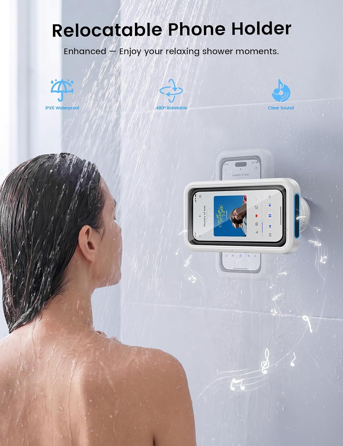 Detalle 2 de Lamicall Vacuum Suction Shower Phone Holder, 30 lb Hold, 360° Adjustment