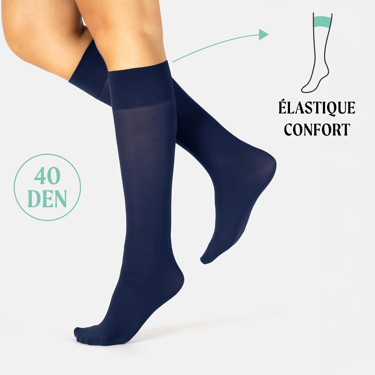 Detalle de CALZITALY 4 Paires Mi-Bas Opaque 40 DEN en Microfibre – Made in Italy