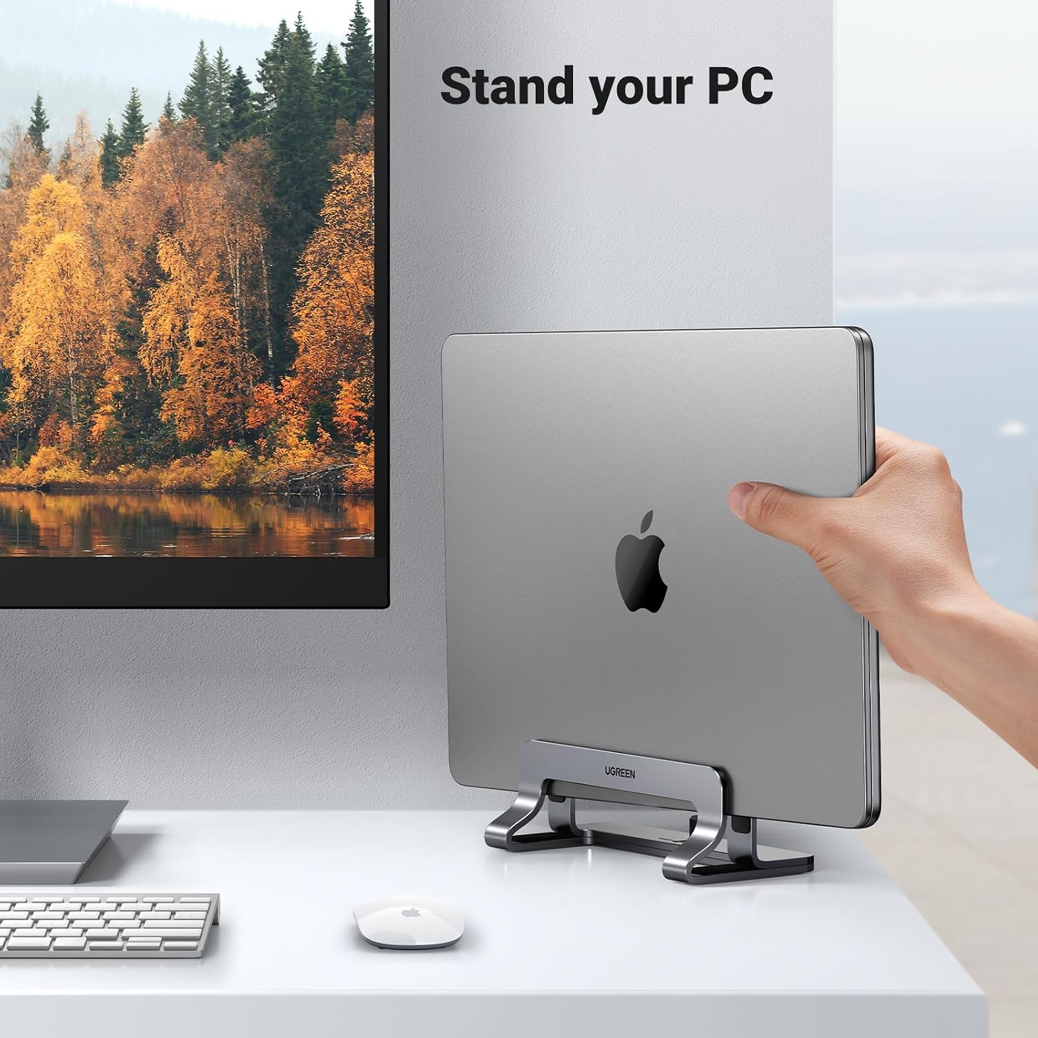 Detalle 2 de UGREEN Vertical Laptop Stand 1 aluminium laptop holder