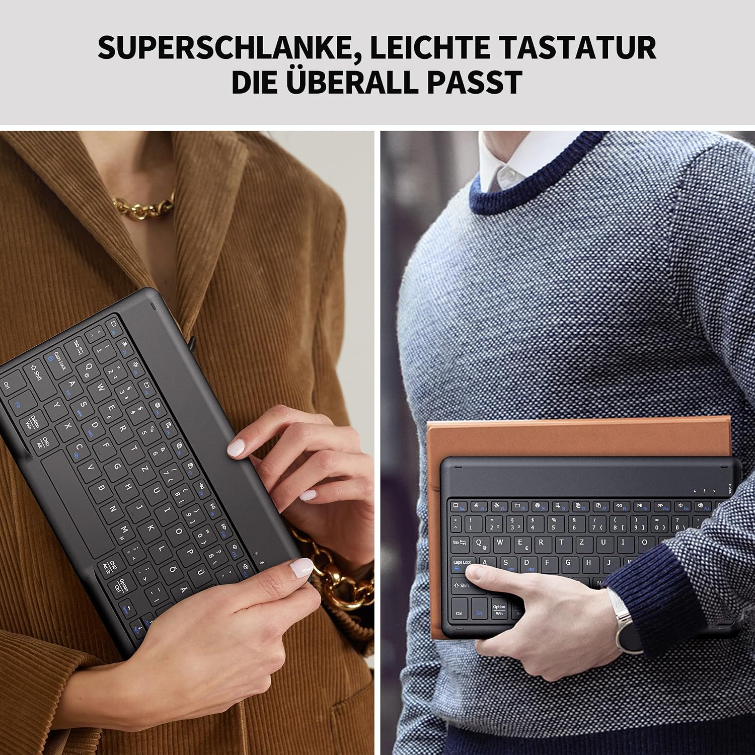 Thumbnail 6 de EasyAcc Deutsche Bluetooth-Tastatur für Windows, Android & iOS Tablets (QWERTZ, ultradünn, schwarz)
