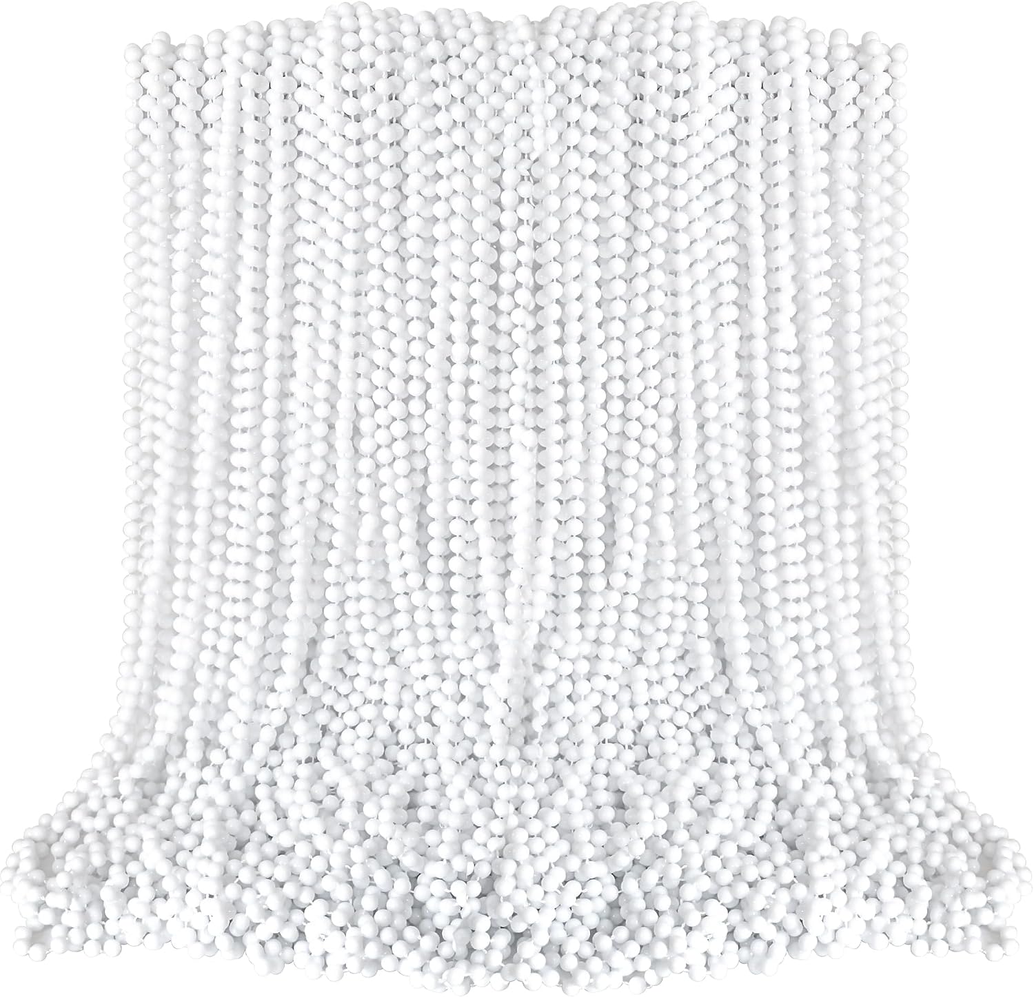 EOBOH Beaded Necklace (100PCS) White Mardi Gras Beads, 33" Party Throw Favor