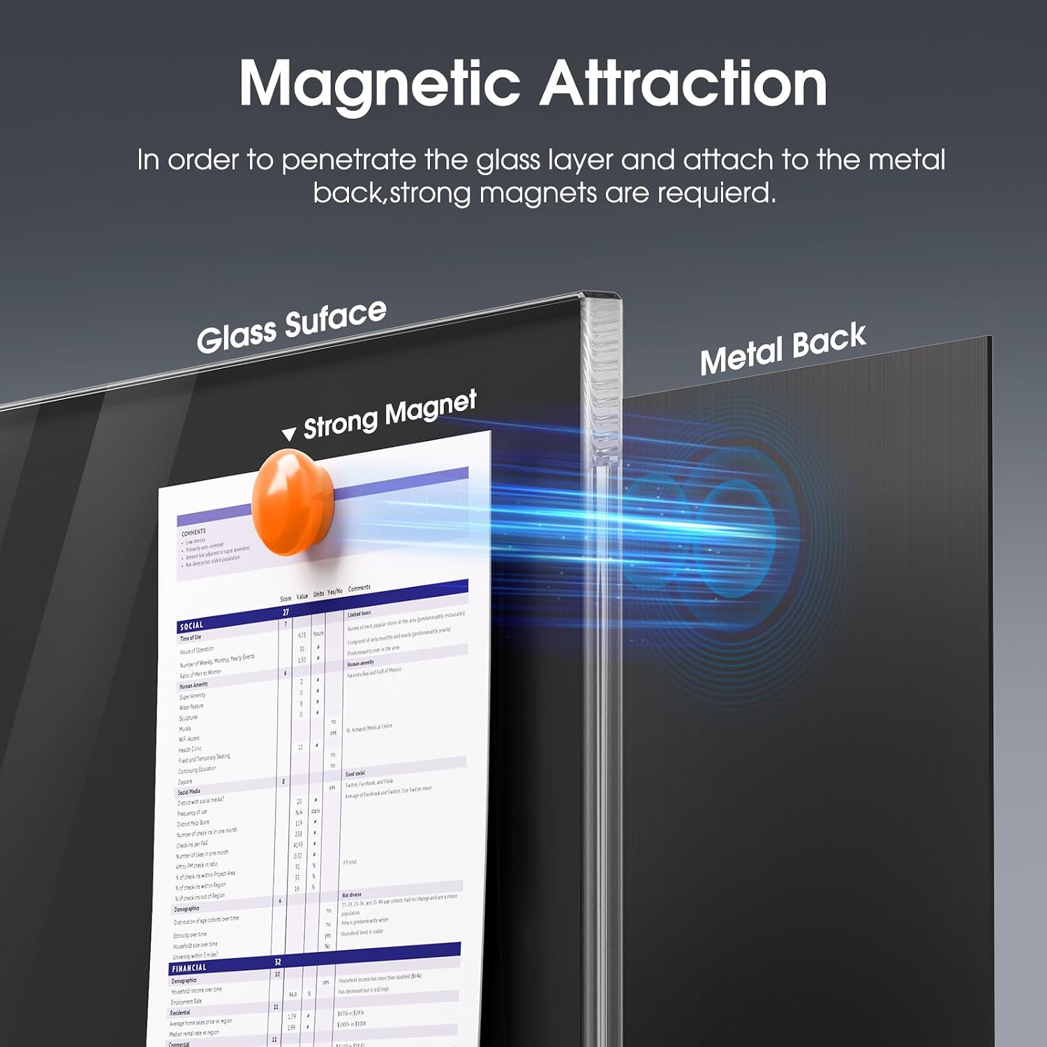 Thumbnail 5 de MaxGear MaxGear-B-Glass-Board-96x48 Glass Whiteboard, 96 x 48, Magnetic