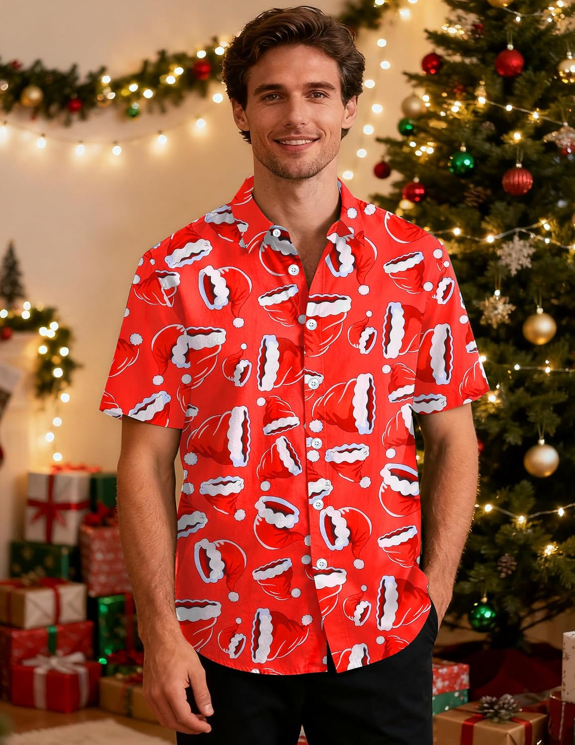 Detalle de Gavliuu Chemise hawaïenne homme à manches courtes imprimé tropical
