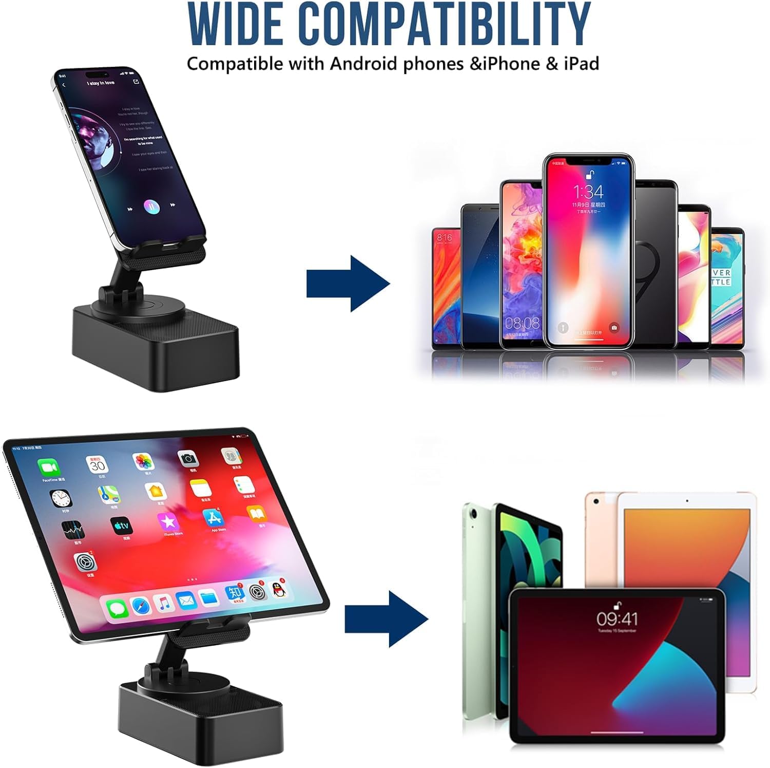 Detalle de voijump 4-in-1 Cell Phone Stand with Wireless Bluetooth Speaker and LED Lights