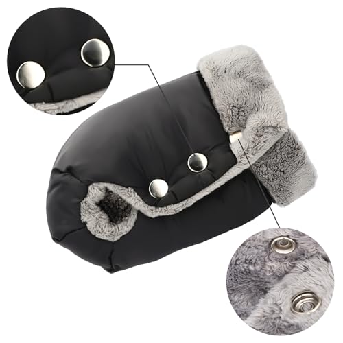 Detalle de Fengzio Kinderwagen-Handwärmer mit Fleece, wind- und wasserabweisend, Schwarz