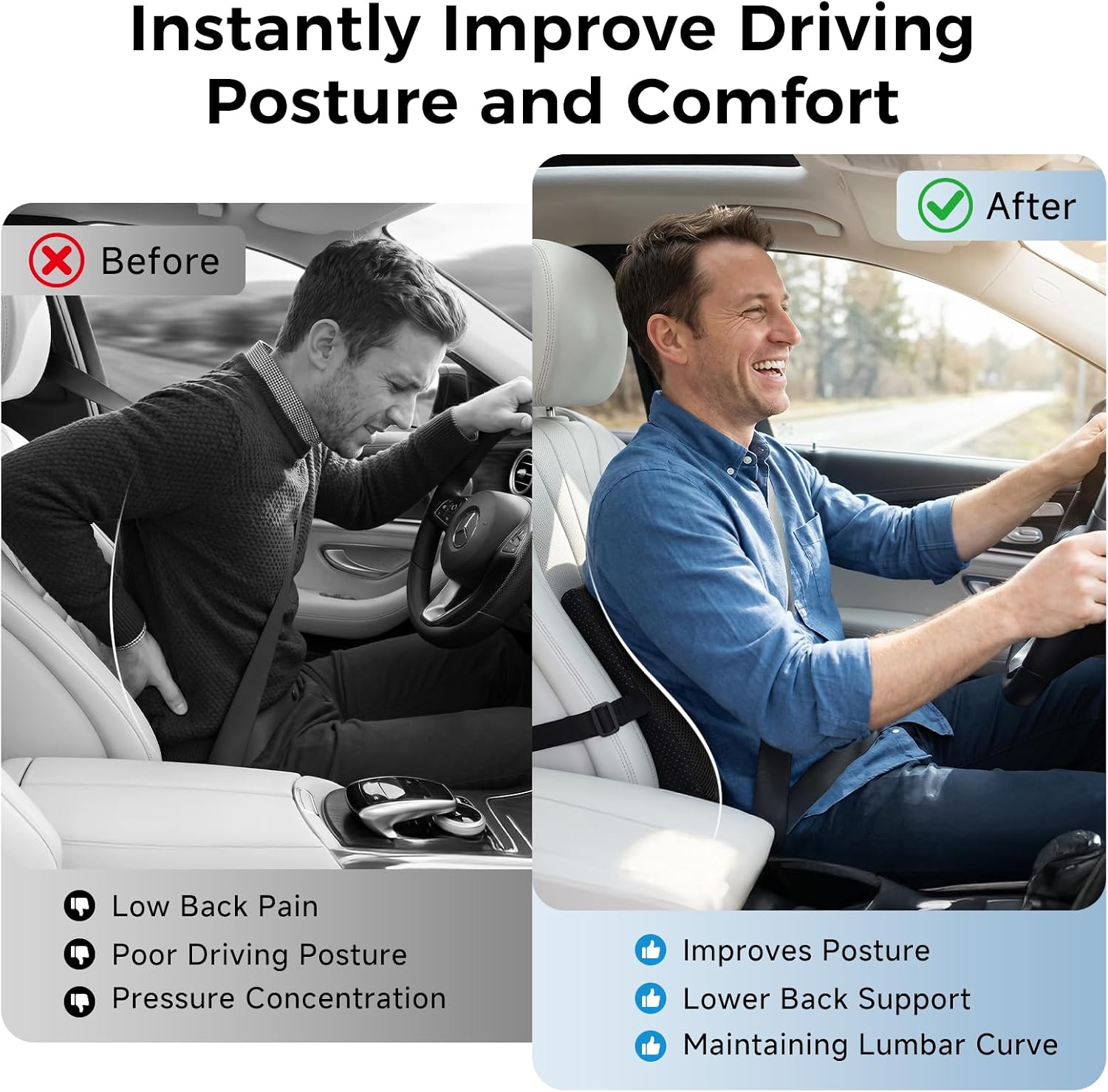 Detalle 2 de TISHIJIE Lumbar Support Pillow for Car