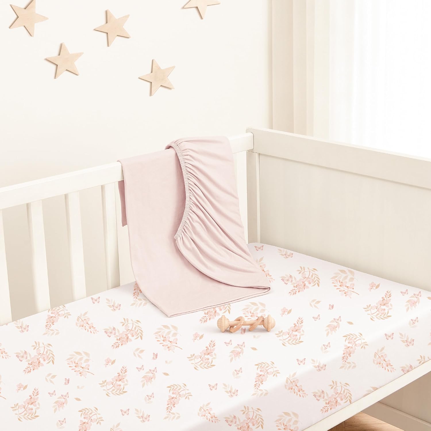 Thumbnail 3 de Bearmoss Next To Me Crib Sheets 85x51 cm – 2 Pack, Light Pink, Ultra Soft & Stretchy