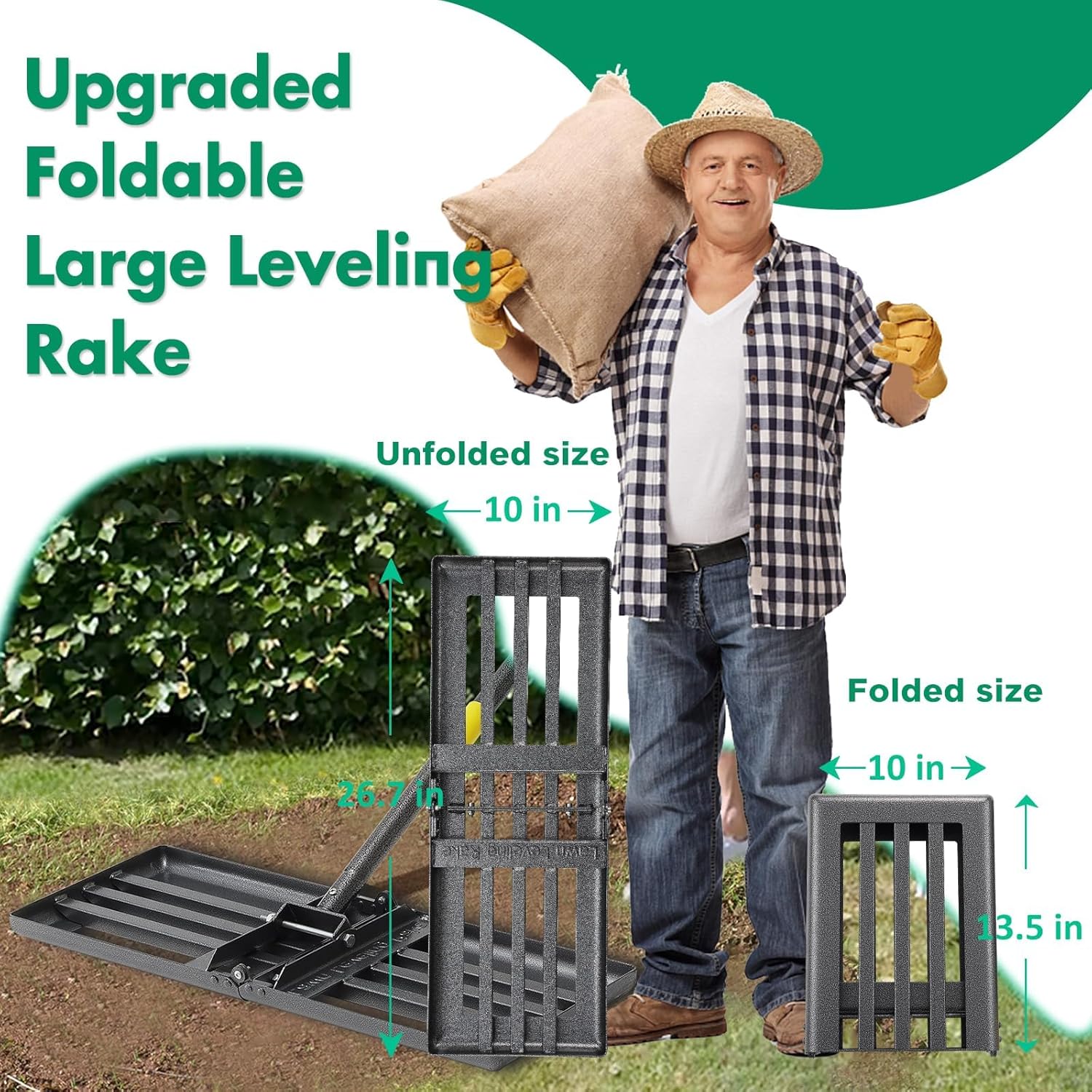 Thumbnail 1 de Rasenrechen Rasen Nivellierrechen Metall 182 cm – robustes, verstellbares Nivellierwerkzeug aus Edelstahl