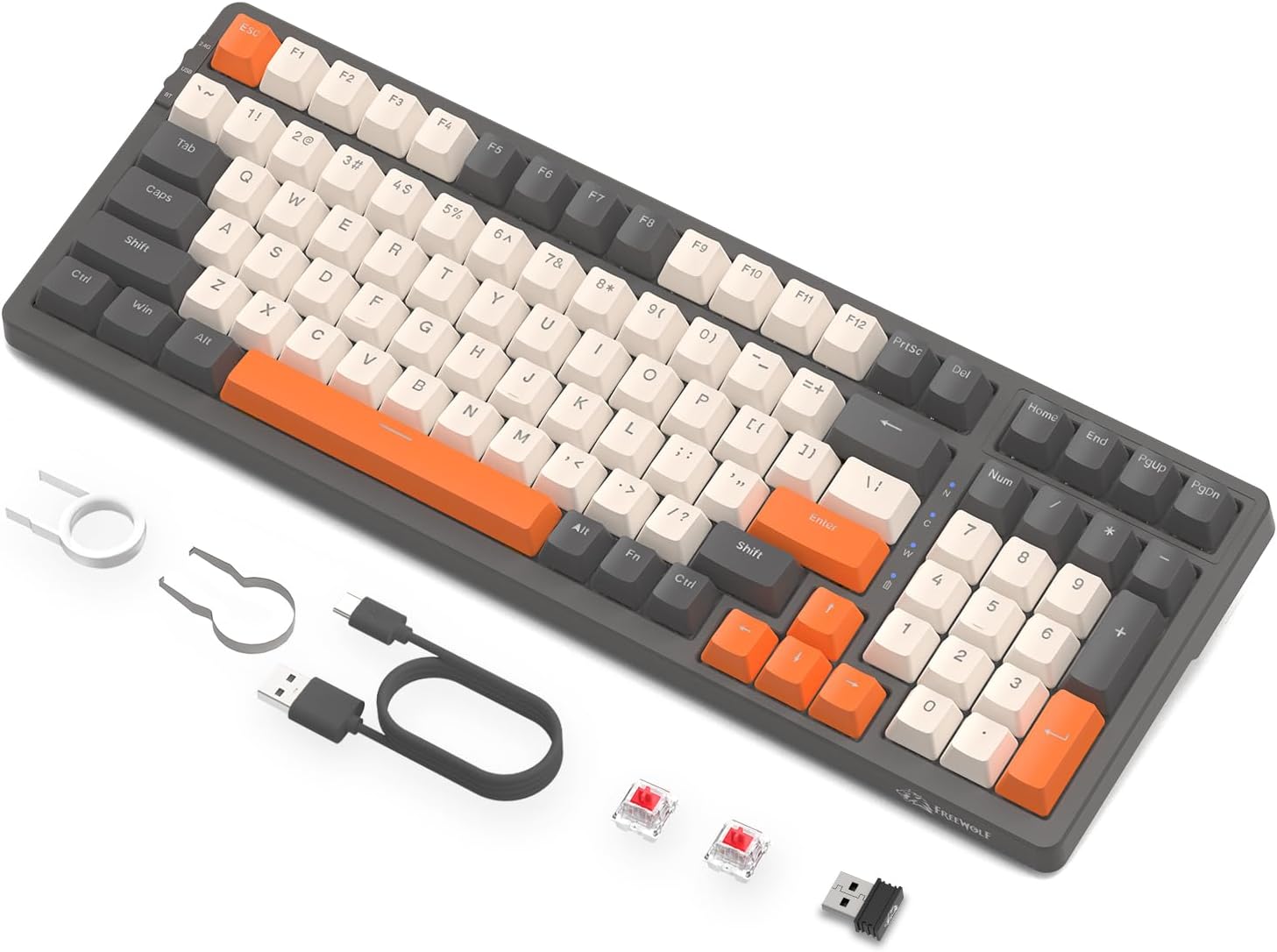 FREEWOLF K8 tastiera da gioco meccanica wireless