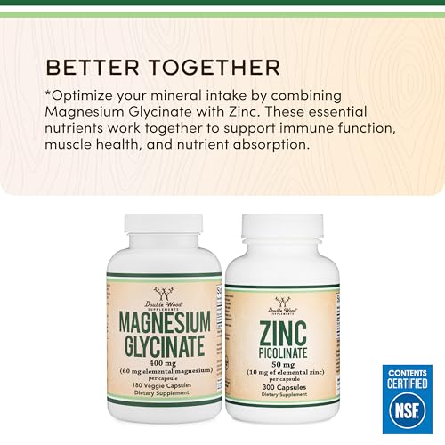 Thumbnail 6 de Magnesium Glycinate 400mg by Double Wood Supplements — 180 Capsules for Relaxation, Recovery & Mood