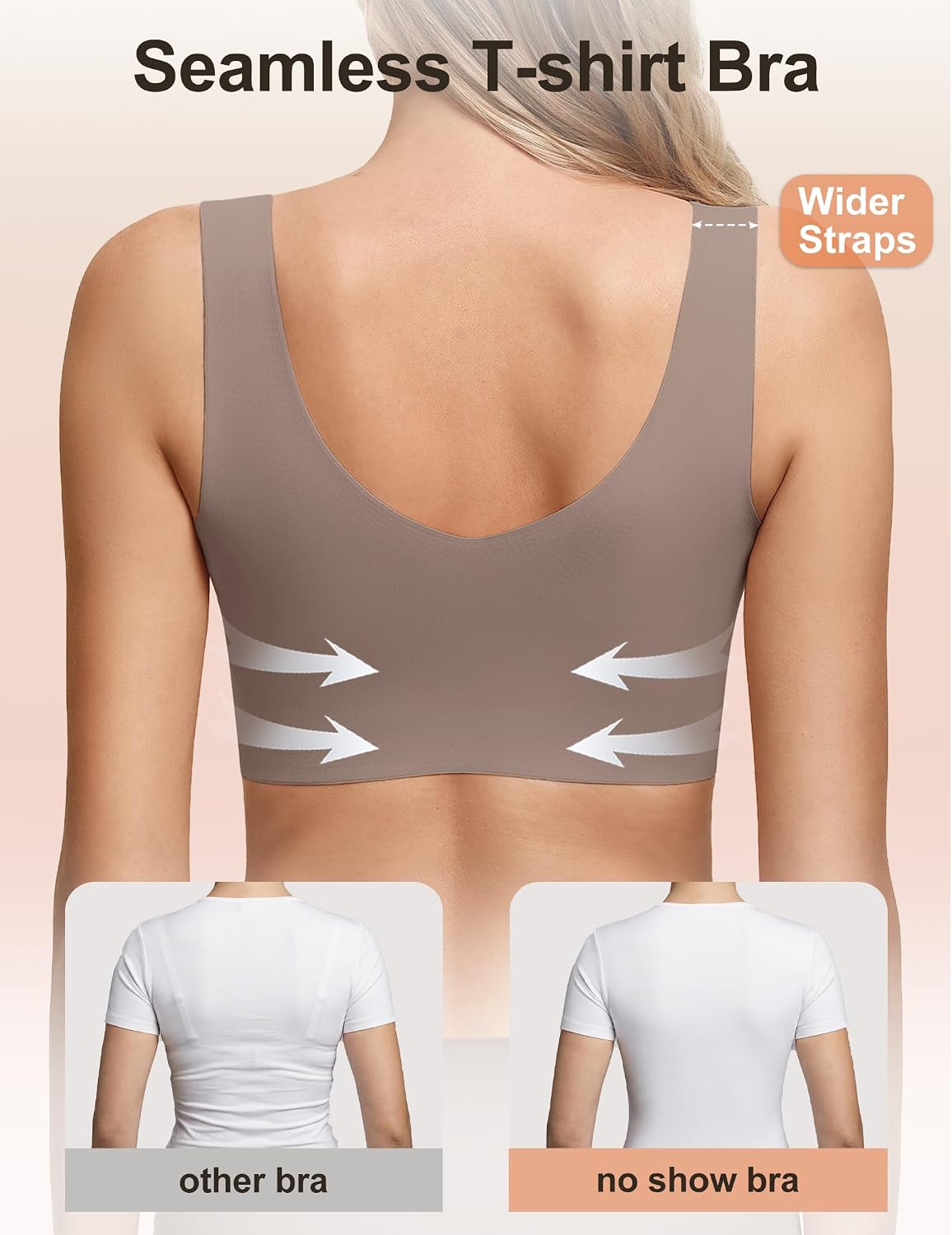 Detalle de Showyoo Jelly Bra, Seamless Wireless Pullover Bralette with Wide Straps