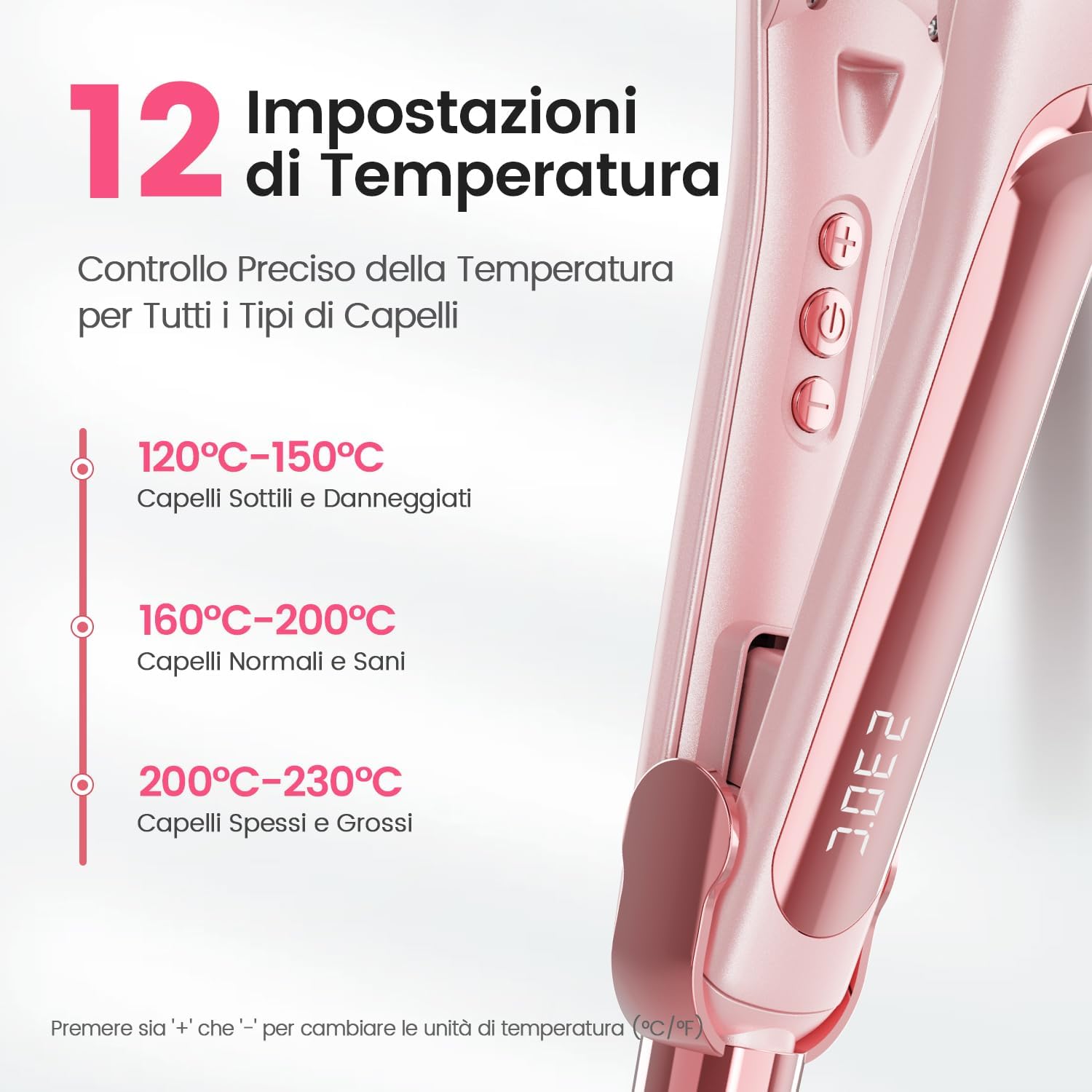 Thumbnail 6 de Dekuri piastra capelli a piastre larghe 42 mm in ceramica a base d'acqua, anti-Attrito