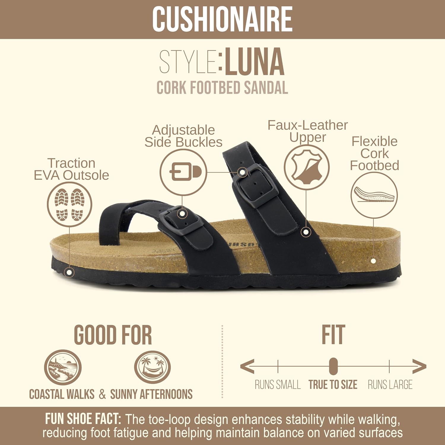 Detalle 2 de CUSHIONAIRE Women's Sandals with Suede Footbed