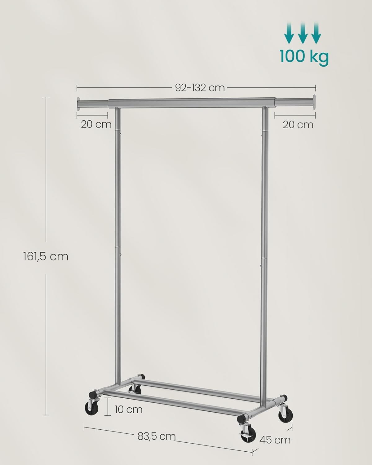 Detalle 1 de SONGMICS Stand appendiabiti con ruote 100 kg