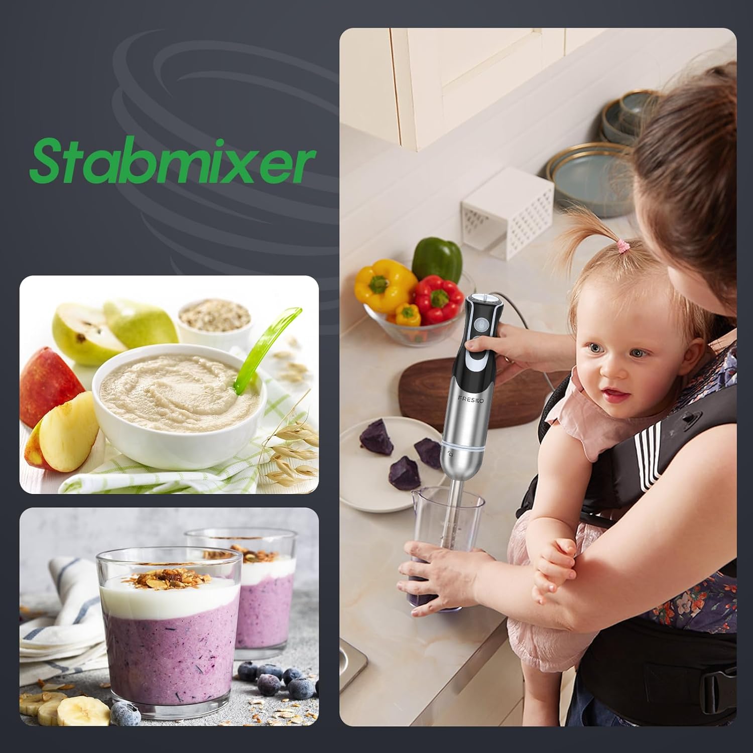 Thumbnail 3 de FRESKO Stabmixer Edelstahl 1000W 4-in-1