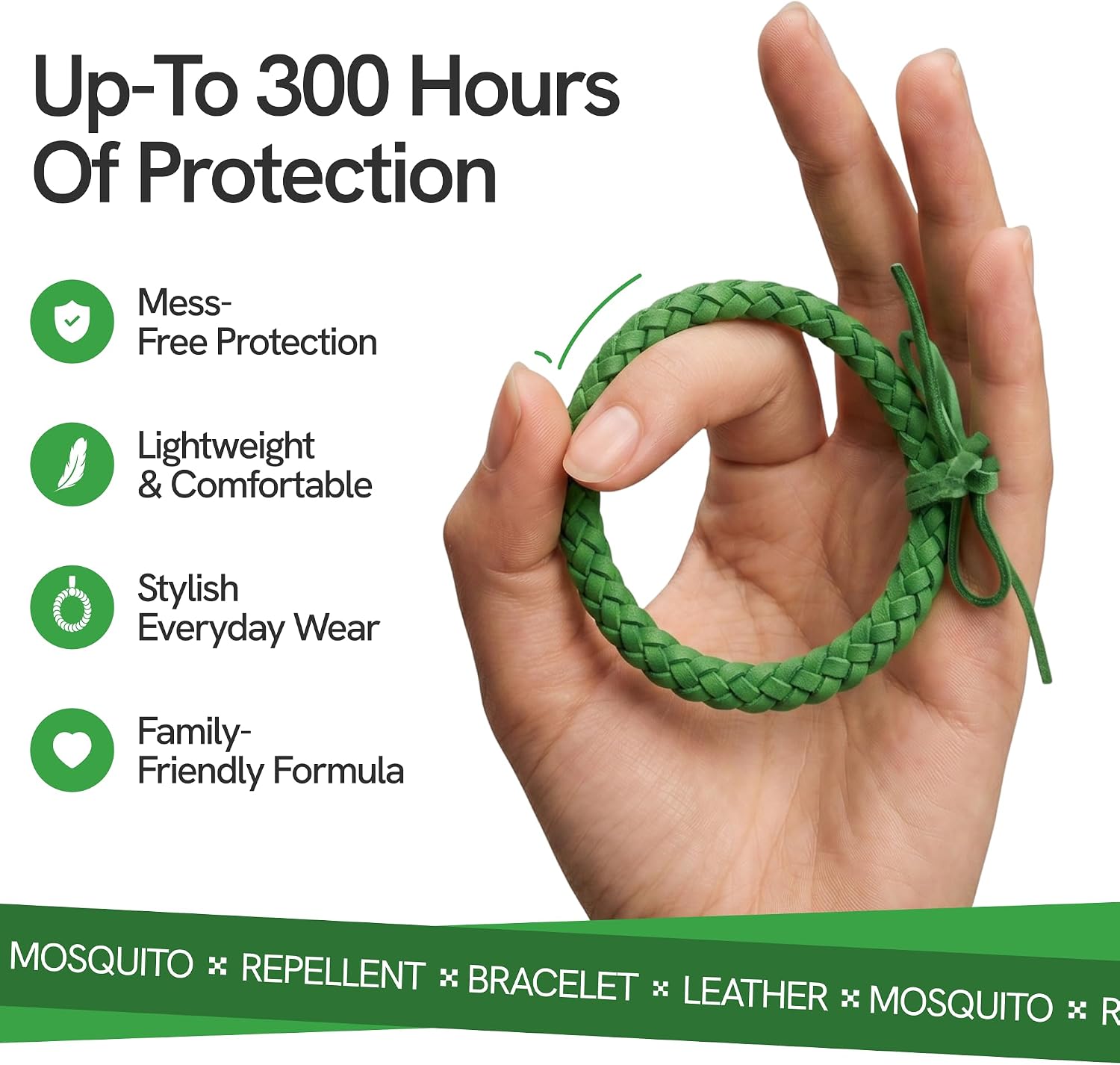 Detalle 2 de Anbar Leather Mosquito Repellent Bracelets — 12 Pack, Deet-Free and All-Natural