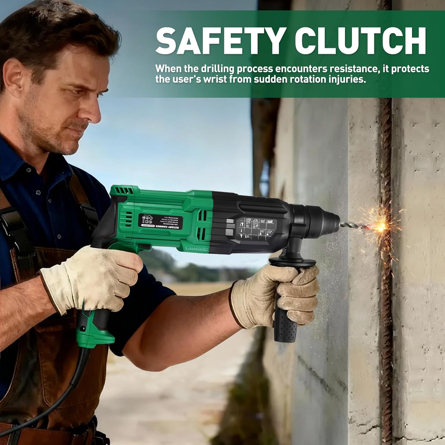 Detalle 1 de WorkBless sds hammer drill, 1-Inch SDS-Plus Rotary Hammer, 8A, 3.0J
