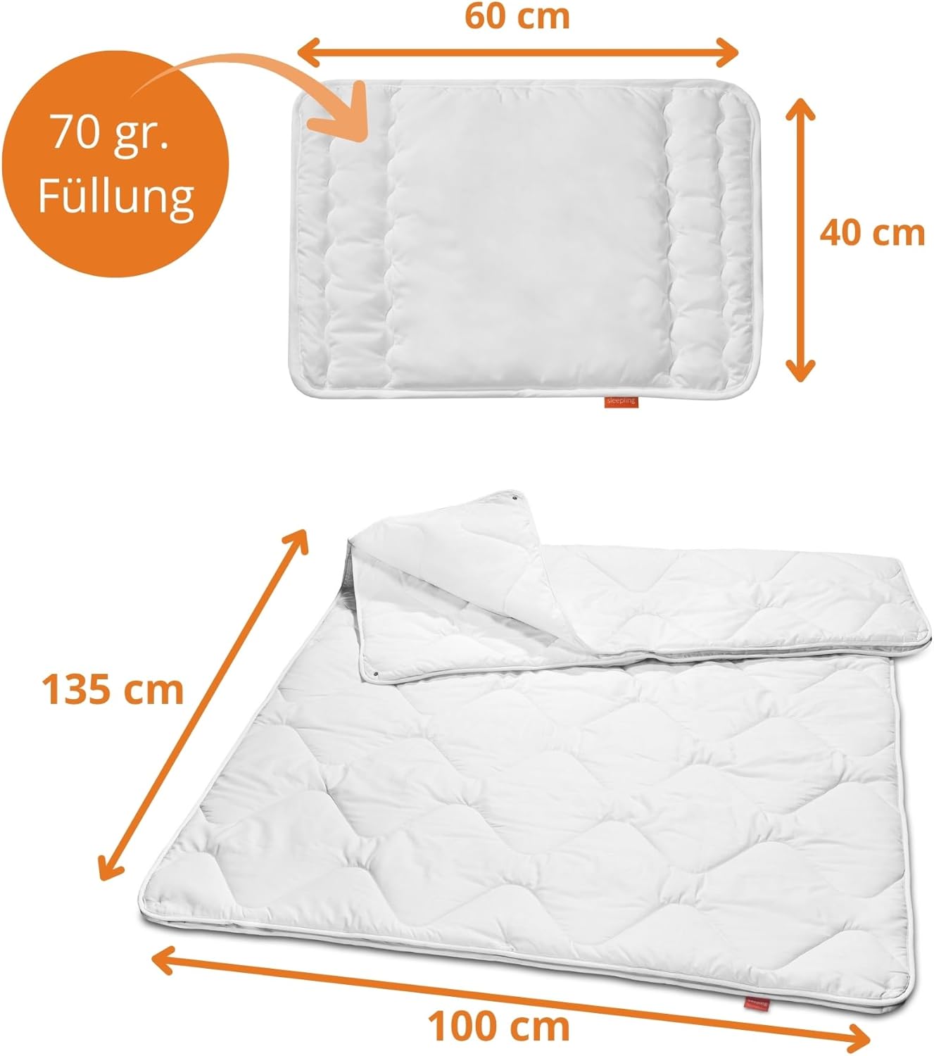 Thumbnail 1 de sleepling Baby Bettdecke und Kissen Set (4-Jahreszeiten) 100x135 cm + Flachkissen 40x60 cm