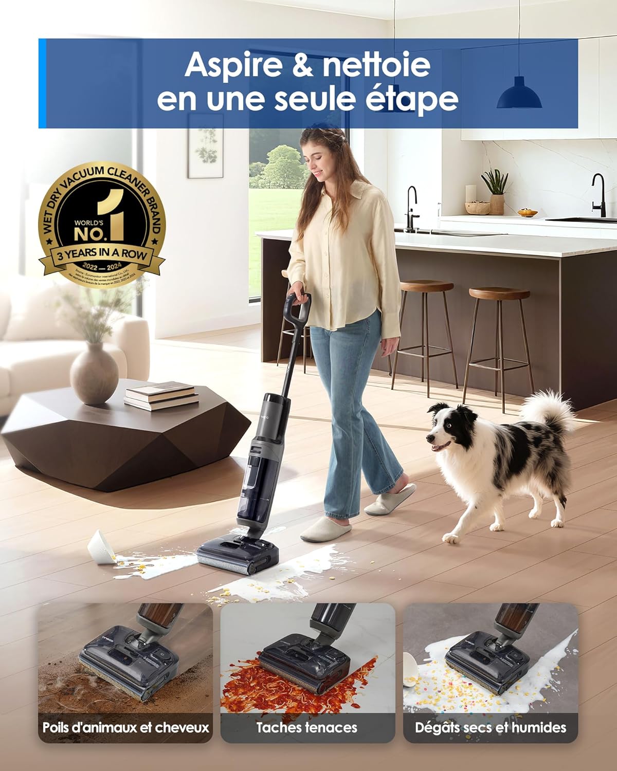 Thumbnail 1 de Tineco Floor One i6 Stretch — Aspirateur Laveur sans Fil 2 en 1, traction 20 kPa et séchage rapide