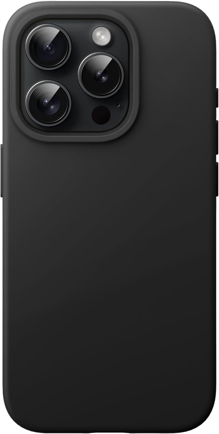 Detalle de JETech silikonskal för iPhone 15 Pro Max, svart med mikrofiberfoder