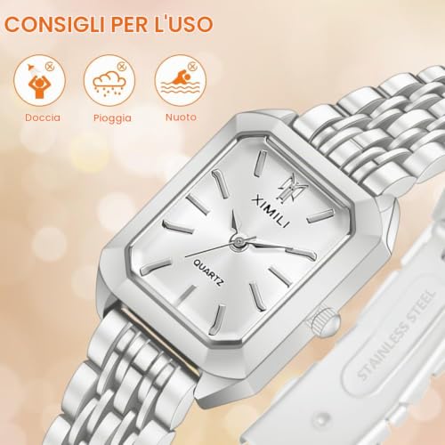 Detalle 2 de OFFCUP Orologio da donna al quarzo, cassa da 36,8 mm e cinturino in acciaio