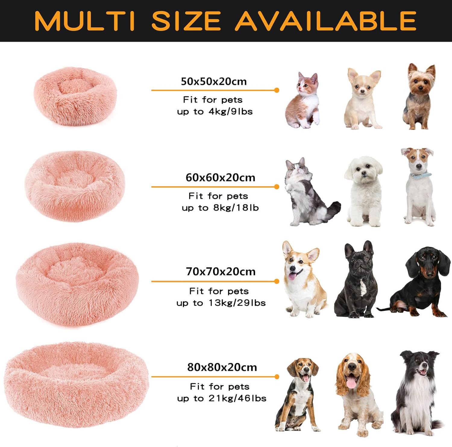 Thumbnail 1 de Enjamoy Plush Donut Dog Bed: Calming, Self-Warming Round Bed for Pets