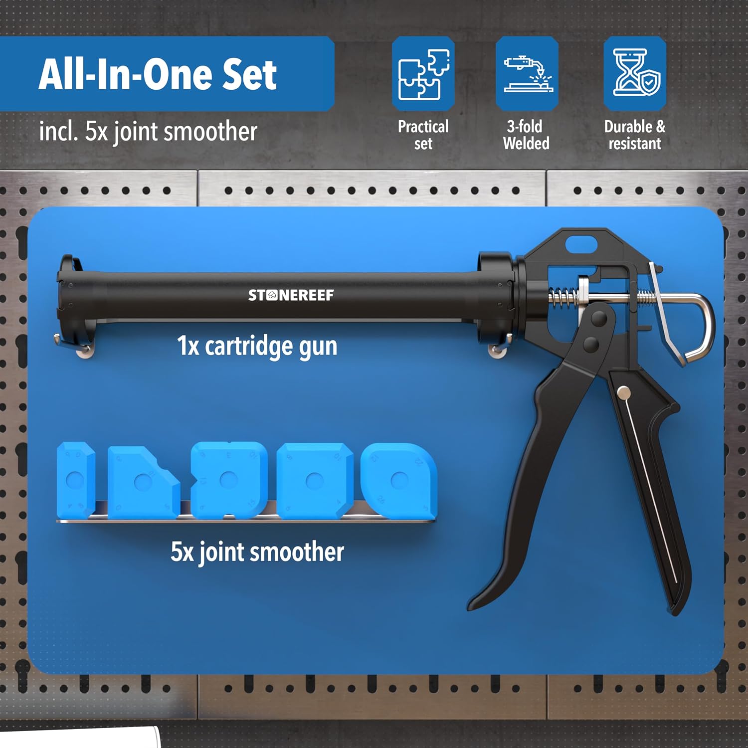 Thumbnail 1 de 9-Inch Caulking Gun for 310ml Cartridges – Heavy Duty Steel Frame, Drip-Free Manual Sealant Gun