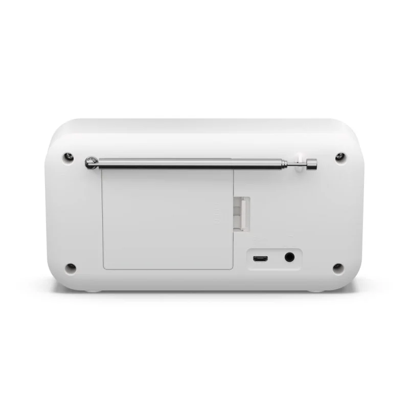 Detalle de Sharp DR-P420 radio portátil DAB/DAB+ y Bluetooth 5.0 con pantalla LCD (2W RMS) en blanco