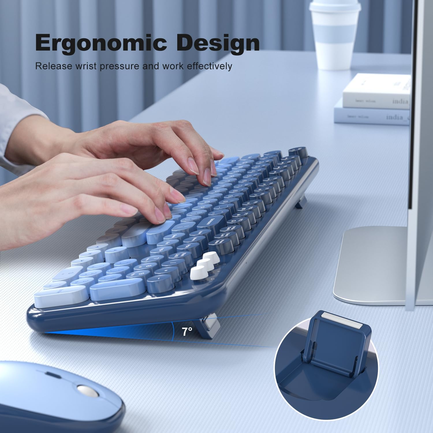 Thumbnail 4 de MOFII Wireless Keyboard and Mouse Combo (Sea Blue Gradient) – Full Size 2.4G, Plug & Play