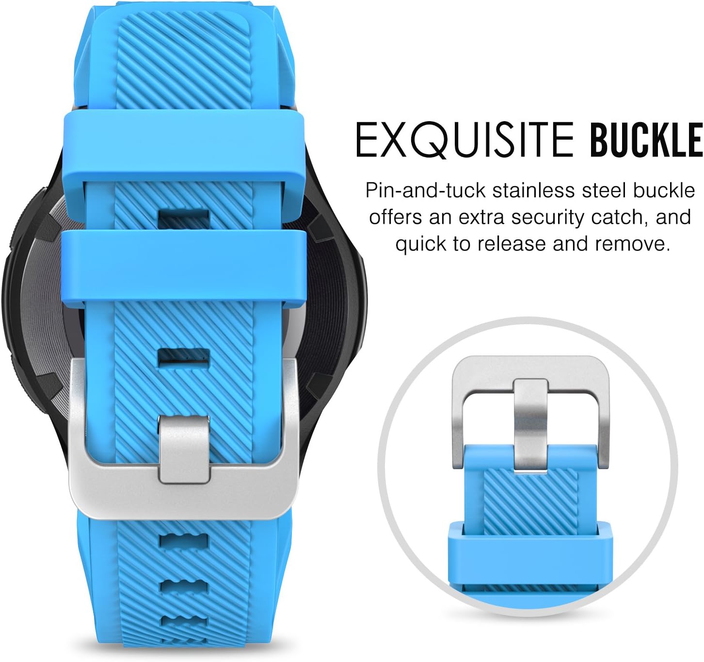 Thumbnail 4 de MoKo 22mm Soft Silicone Sport Strap for Samsung Galaxy Watch 3 45mm / Galaxy Watch 46mm / Gear S3 (Blue)