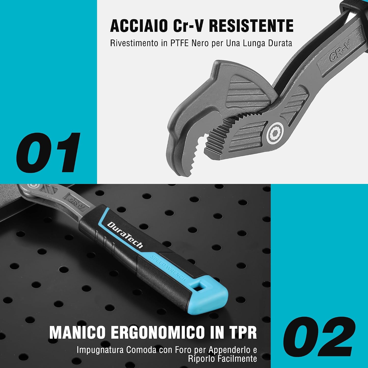 Thumbnail 6 de DURATECH Chiave Multifunzione Regolabile – Set da 2 chiavi auto-regolanti (9-25 mm e 19-41 mm) in acciaio CR-V