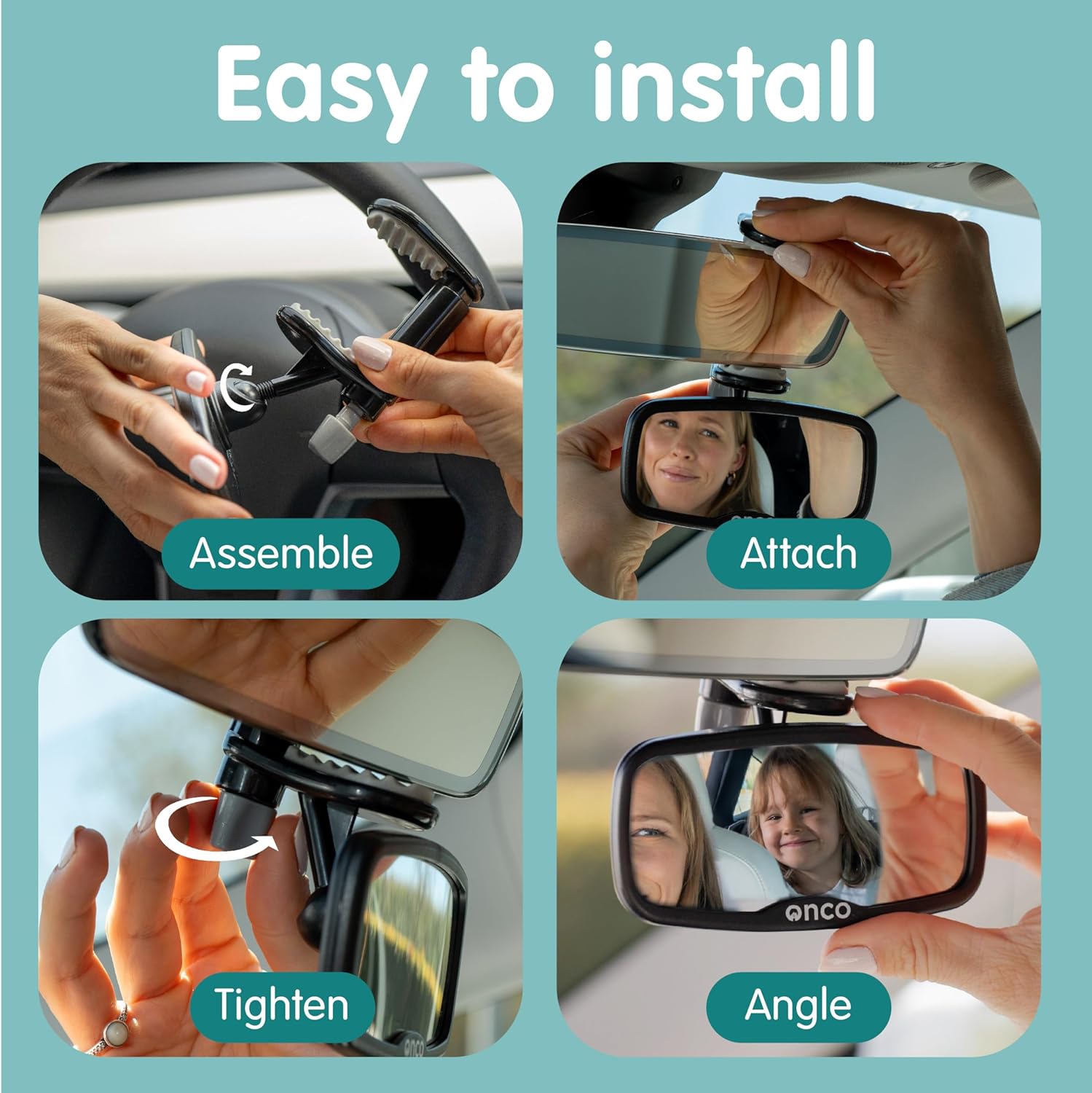 Detalle de Onco Forward-Facing Baby Car Mirror 100% Shatterproof