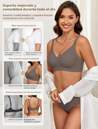 Detalle de EIISSION Sujetador sin Aros Mujer – Cómodo Bralette sin Costuras, efecto moldeador suave