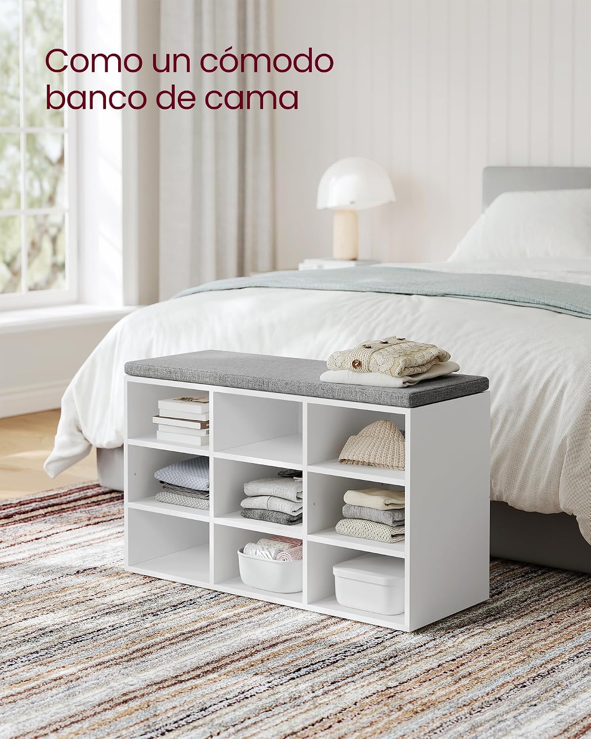 Detalle 2 de VASAGLE Banco Zapatero 9 compartimentos 136 kg