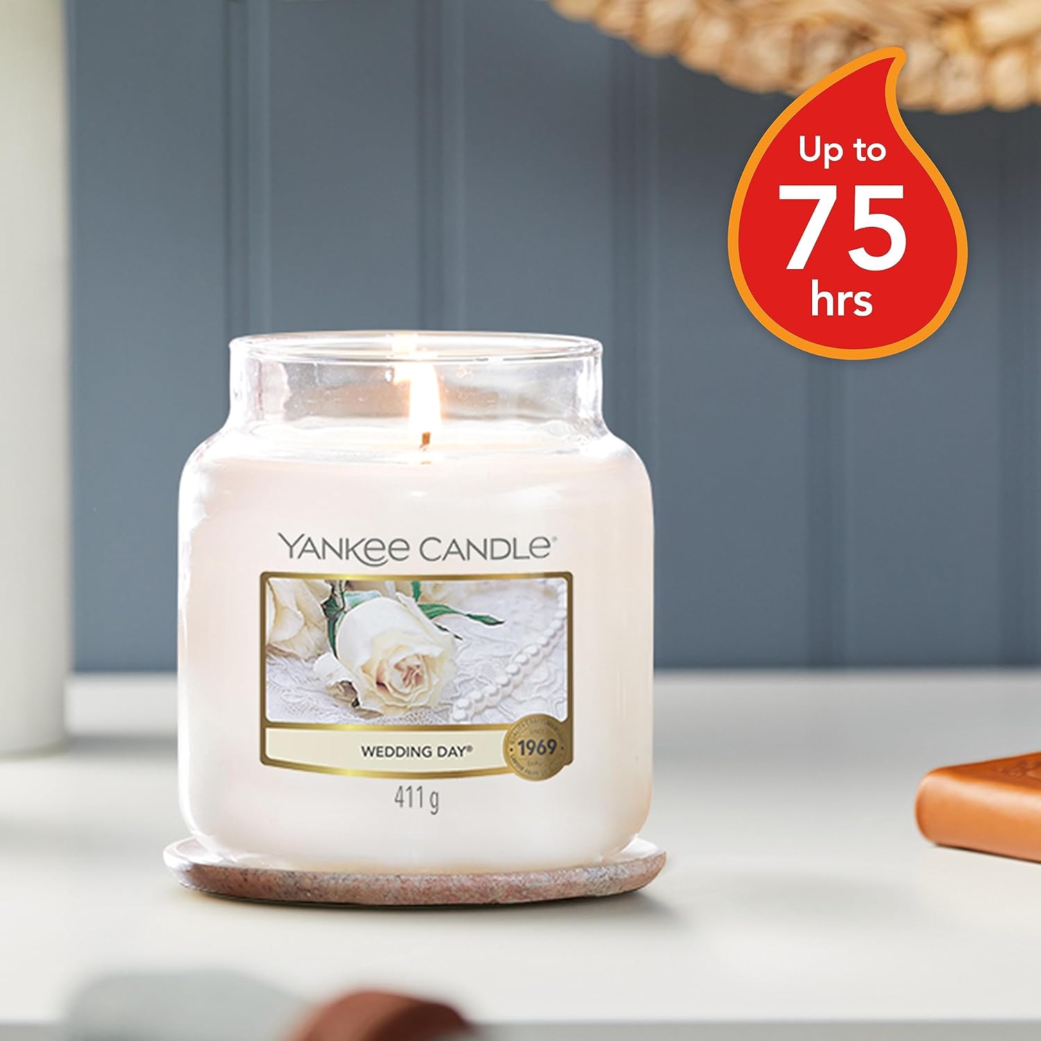 Detalle de Yankee Candle bougie jarre parfumée Jour de noces – moyenne taille, 411 g, 50–75 heures