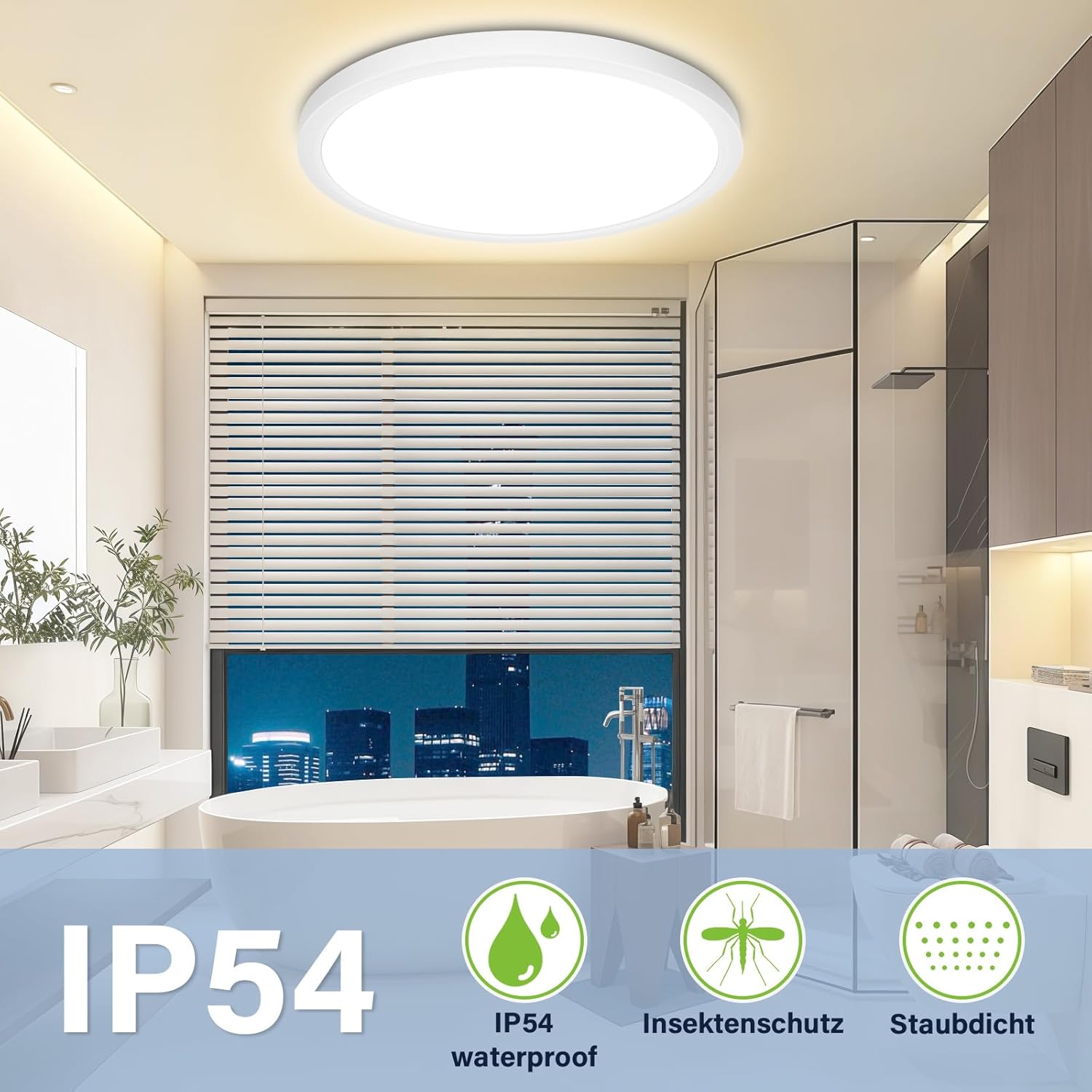 Thumbnail 4 de Bzavor LED Deckenlampe – 2600 lm, 11 W, 4000 K, IP54, ultra dünn Ø30 cm