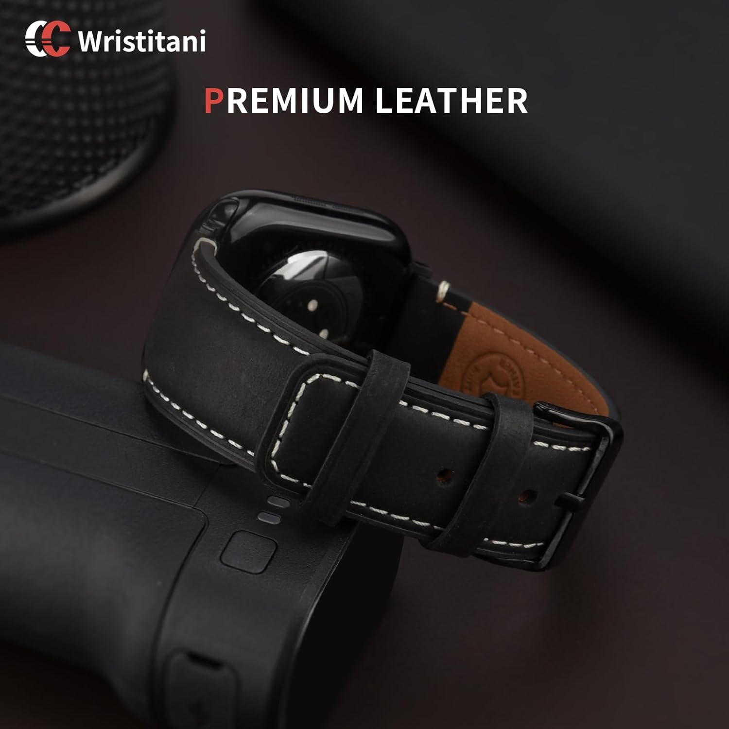 Detalle 2 de Wristitani Bracelet Cuir Véritable pour Apple Watch — Compatible 38–49 mm (Series, Ultra) – Bracelet de Rechange en Cuir