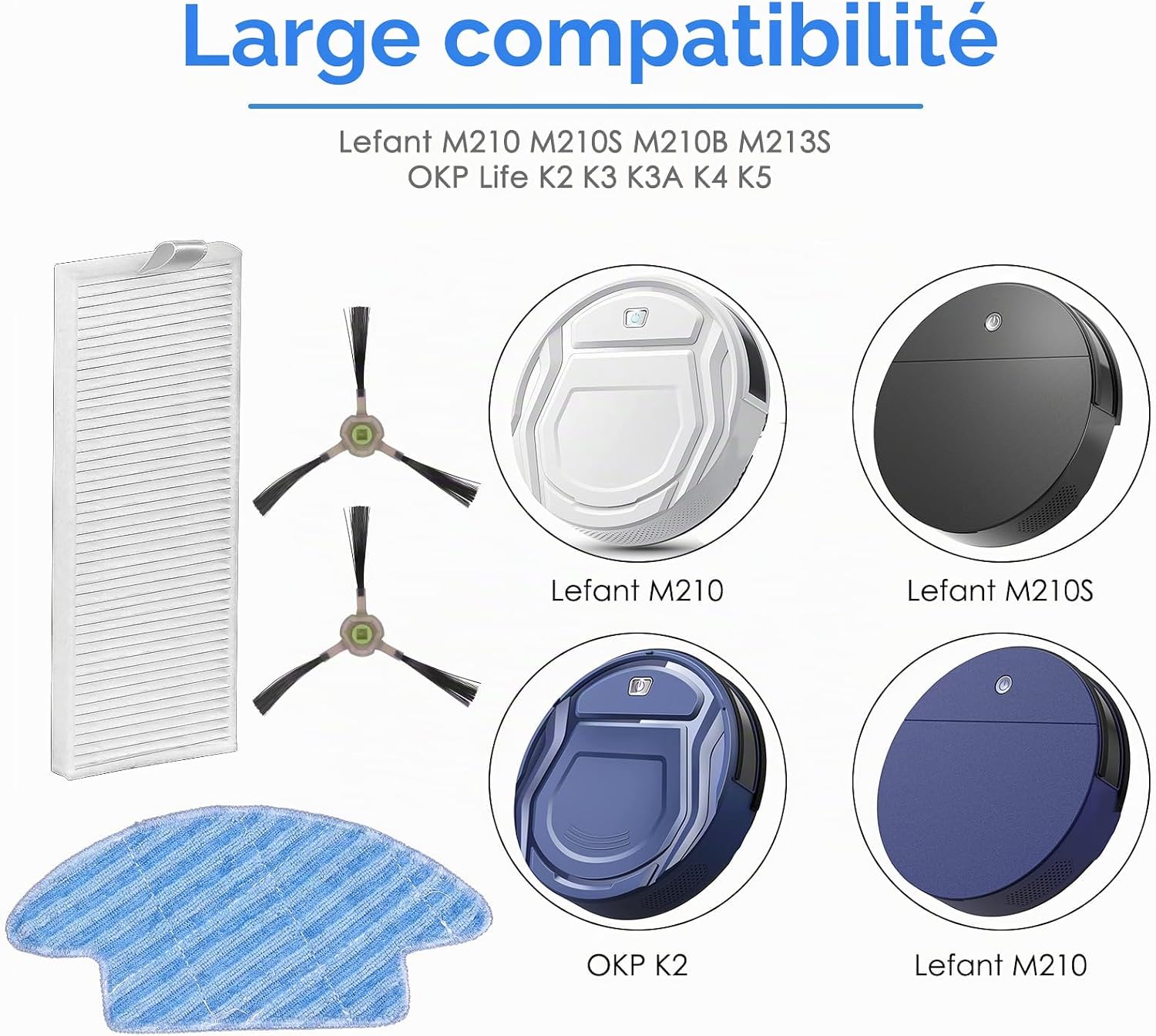 Detalle 1 de COWINORY accessoireset voor Lefant M210 en OKP Life robotstofzuigers, 22 stuks