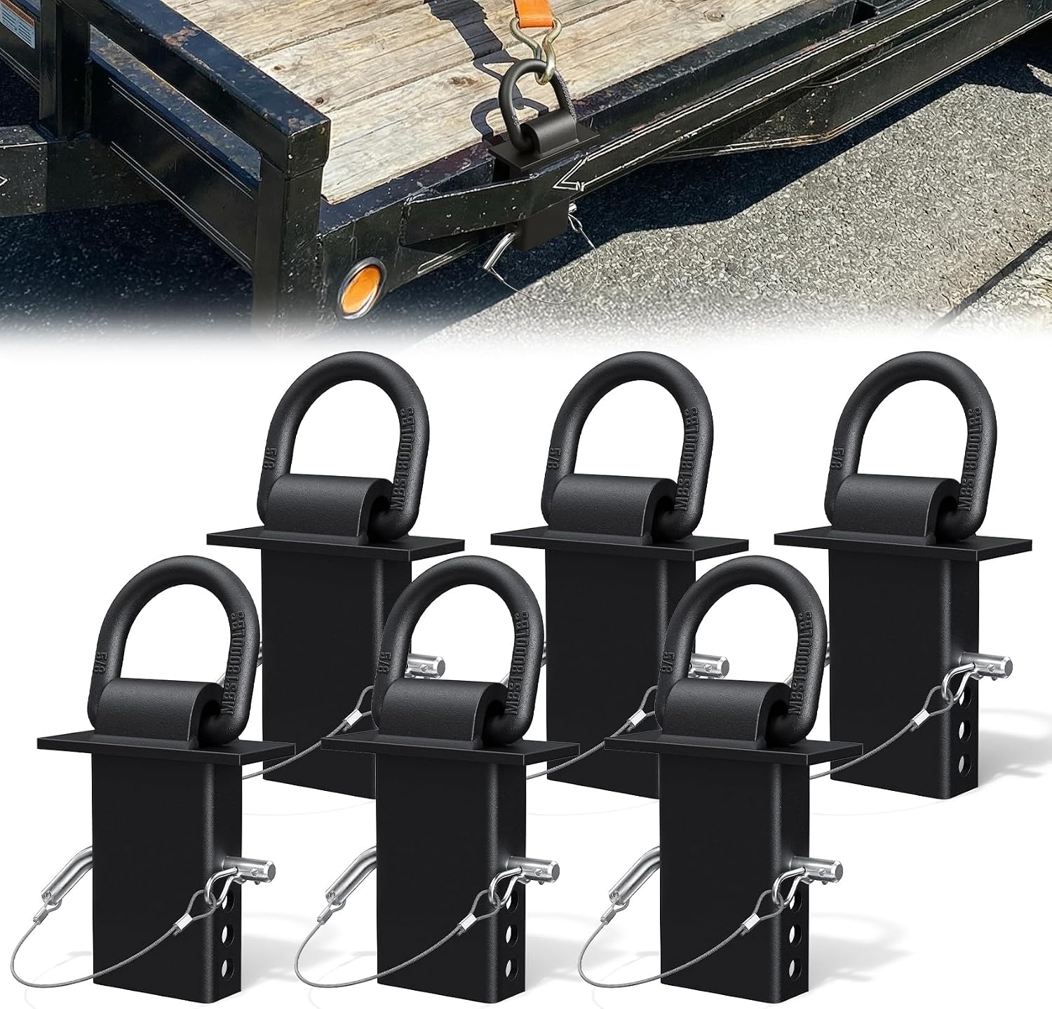 Stake Pocket D Ring, 18000 lbs Heavy Duty D Rings — 6 Pack