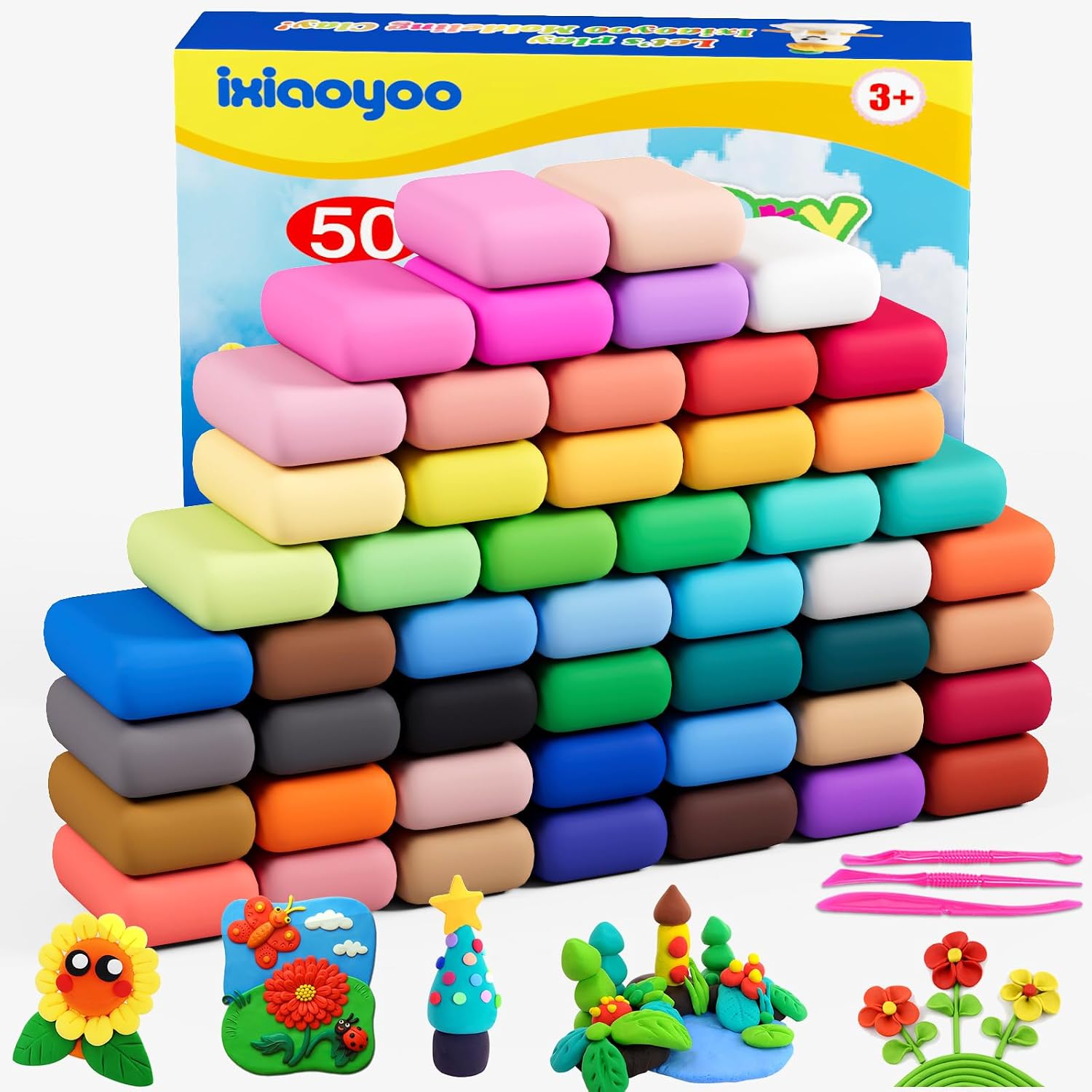 Imagen de Ixiaoyoo Air Dry Clay: 50-Color Modelling Kit for Creative Learning en OfertitasTOP