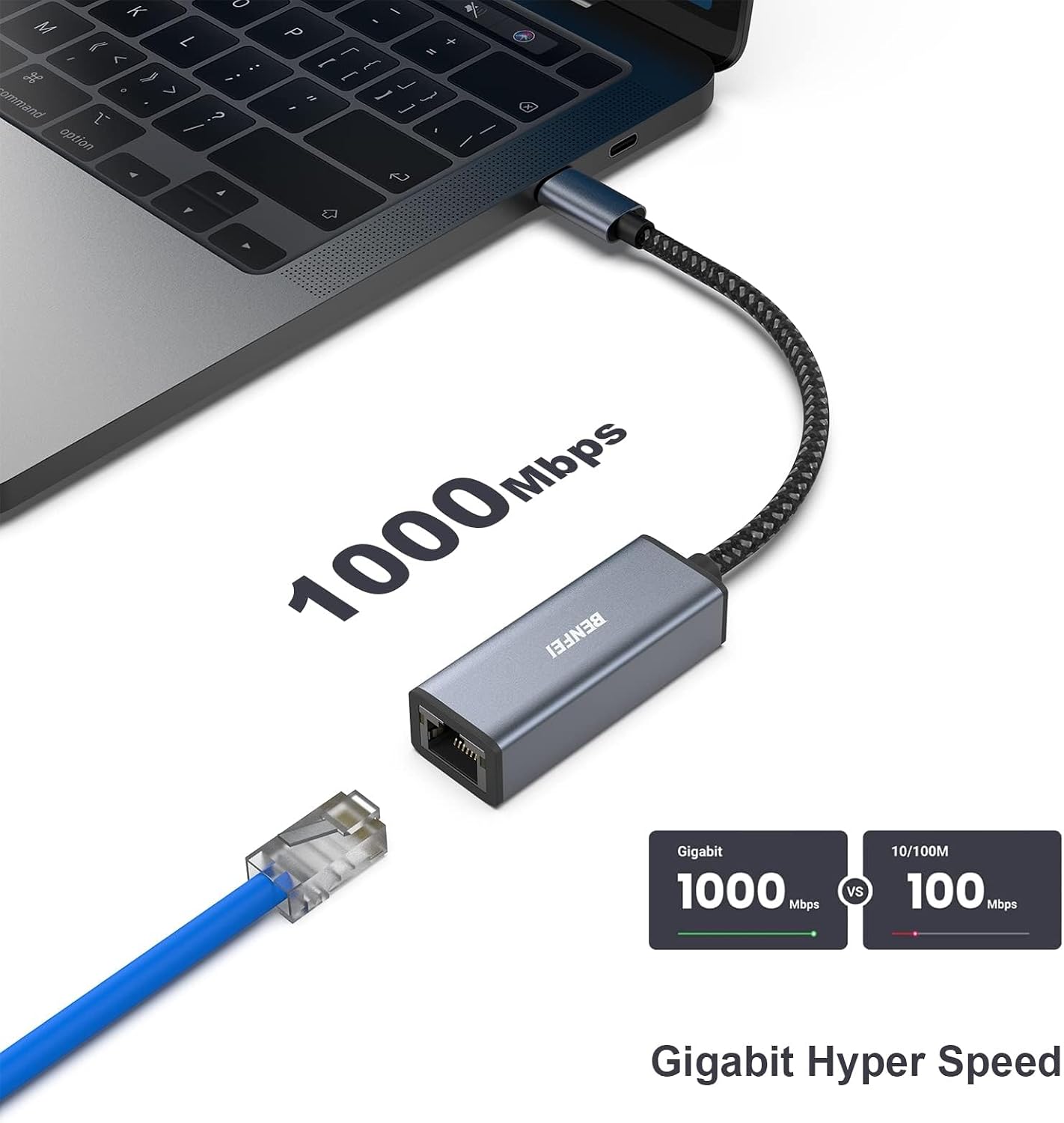 Detalle 2 de BENFEI Adattatore USB C Ethernet 1 Gbps