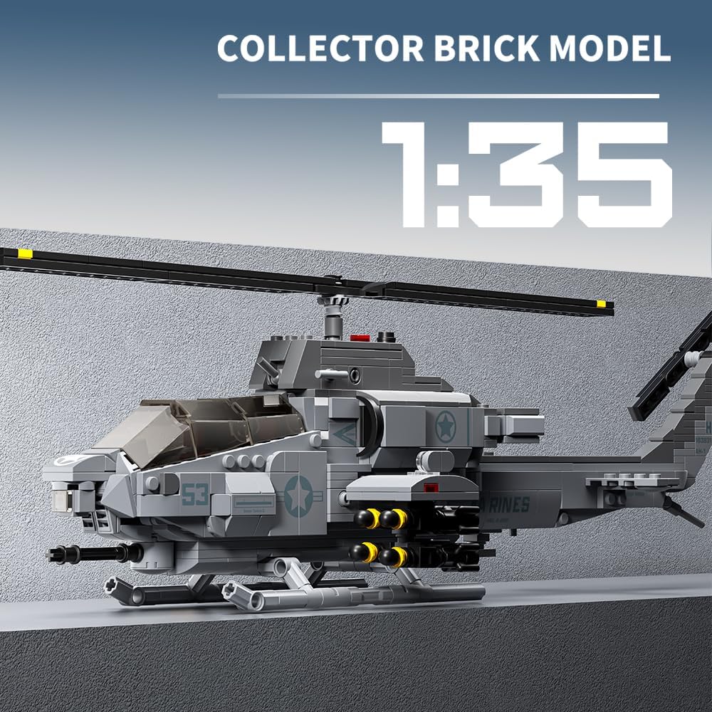 Detalle de MISINI M8024 AH-1W Hubschrauber 958 Teile